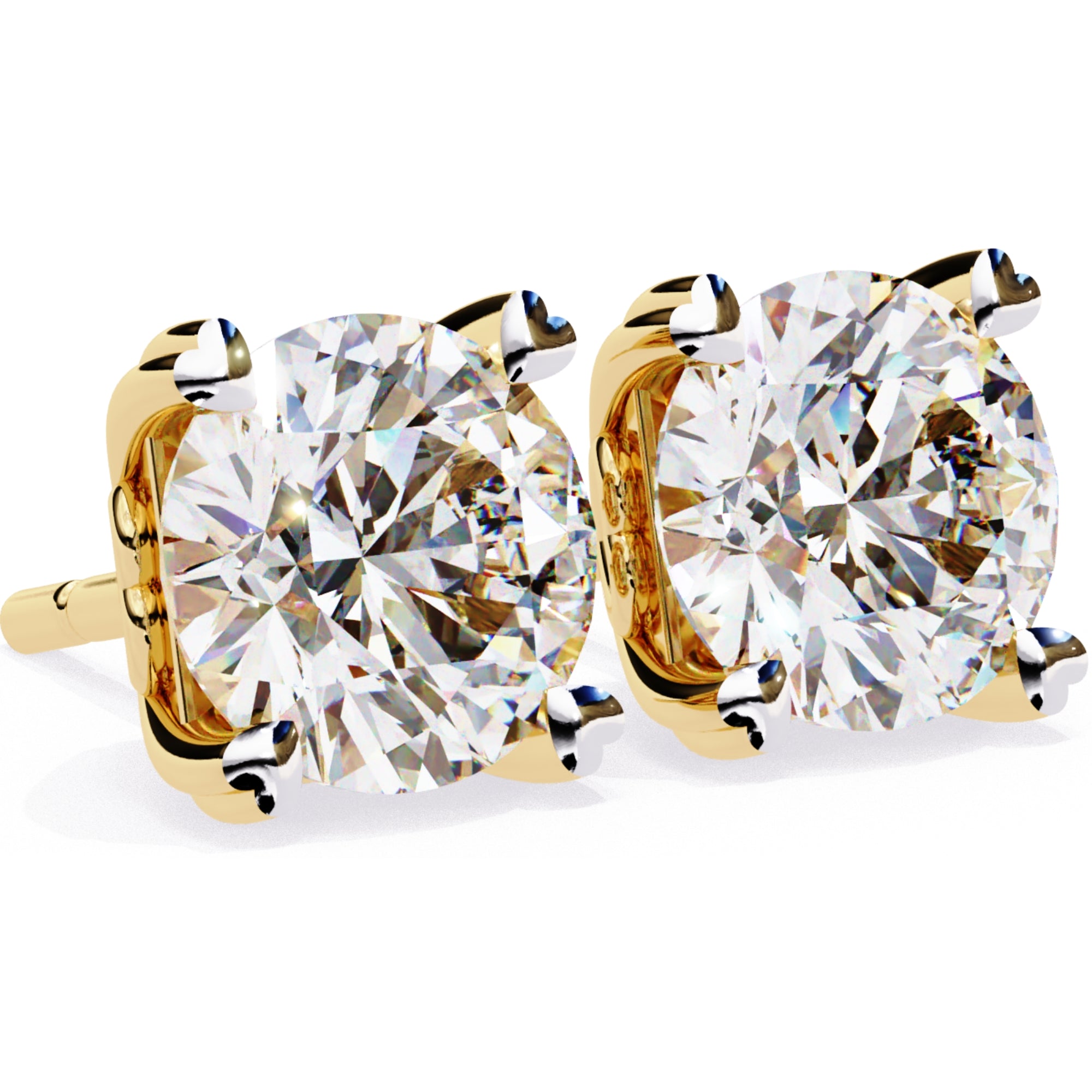 Cercei Stud Solitaire Heart din Aur 14k cu Moissanite de 2.57 ct