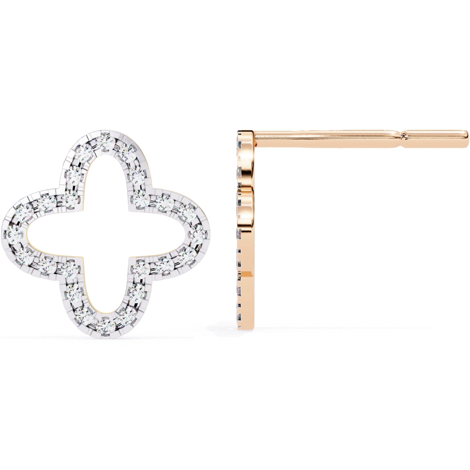 Cercei Star Stud din Aur 14k cu Moissanite Tăietură Briliant de 0.24 ct din 14K Aur Roz - Castelo.ro