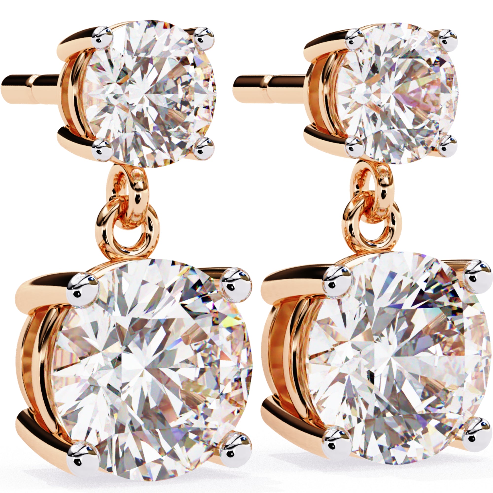 Cercei Drop Stud din Aur 14k Cu Moissanite Tăietură Briliant de 3.7 ct din - Castelo.ro