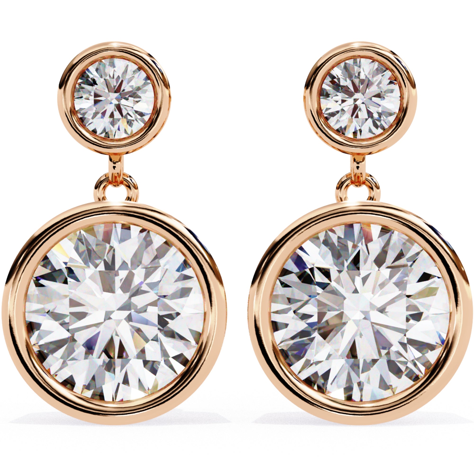 Cercei Solitaire Bezel Drop cu Diamante Create în Laborator de 1.83 ct din 18K Aur Roz - Castelo.ro