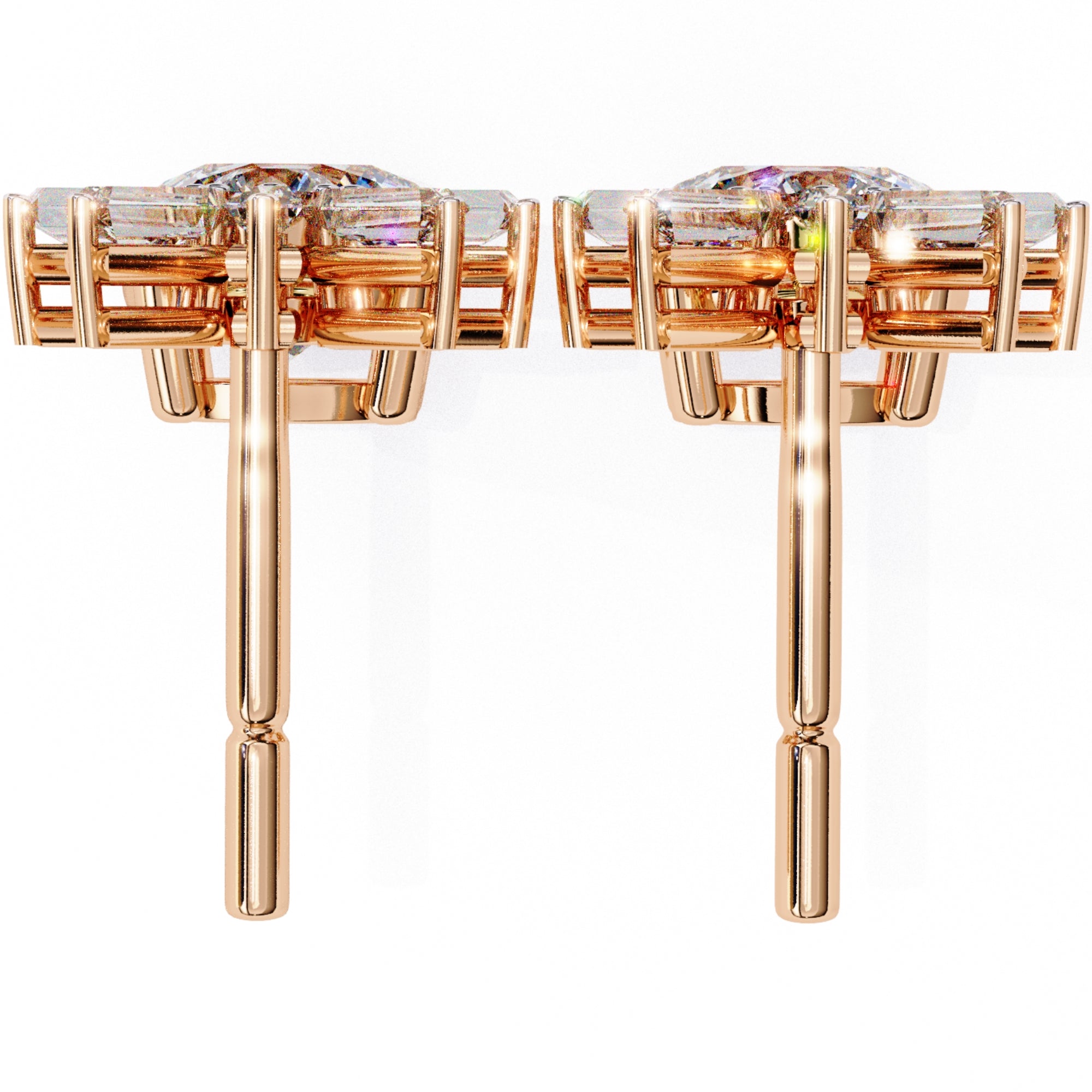 Cercei Aqua D&#39;Azure cu Diamante Create în Laborator de 0.86 ct din 18K Aur Roz - Castelo.ro