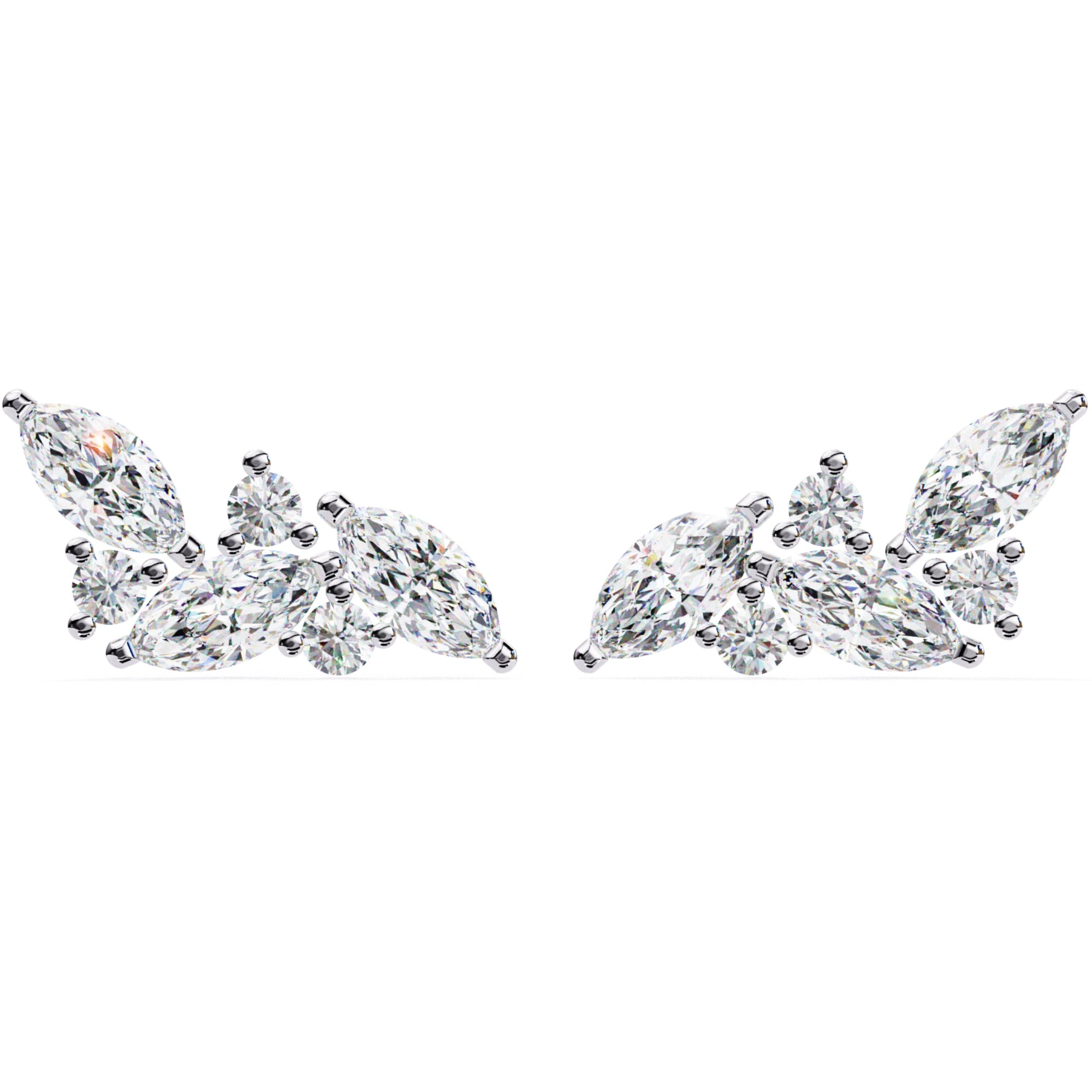 Cercei Stud Floral Branch din Aur 14k cu Diamante Create în Laborator de 0.35 ct din 14K Aur Roz - Castelo.ro