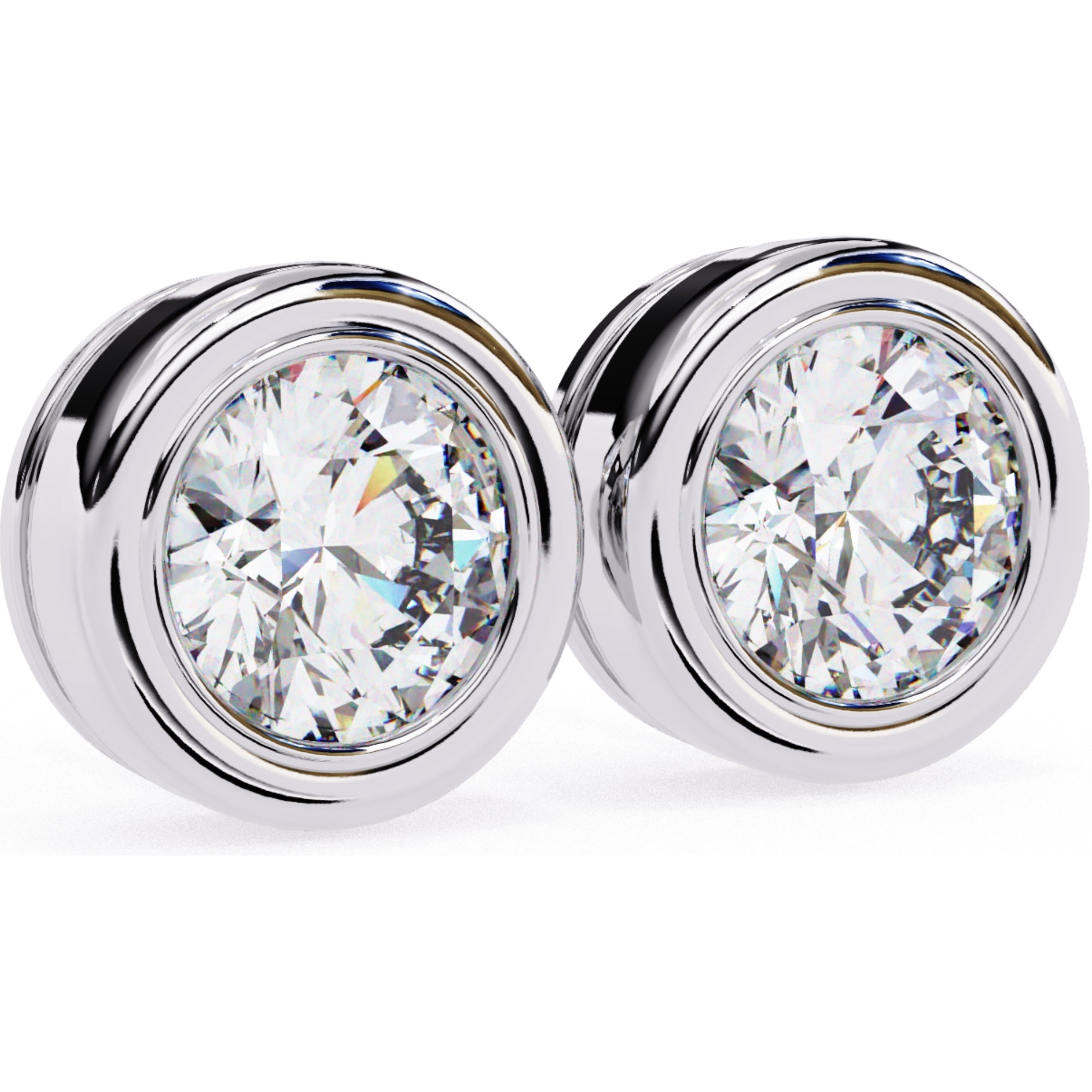 Cercei Stud Bezel din Aur 14k cu Moissanite Tăietură Briliant de 2.5 ct din 14K Aur Alb - Castelo.ro