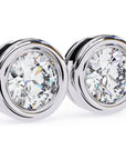 Cercei Stud Bezel din Aur 14k cu Moissanite Tăietură Briliant de 2.5 ct din 14K Aur Alb - Castelo.ro