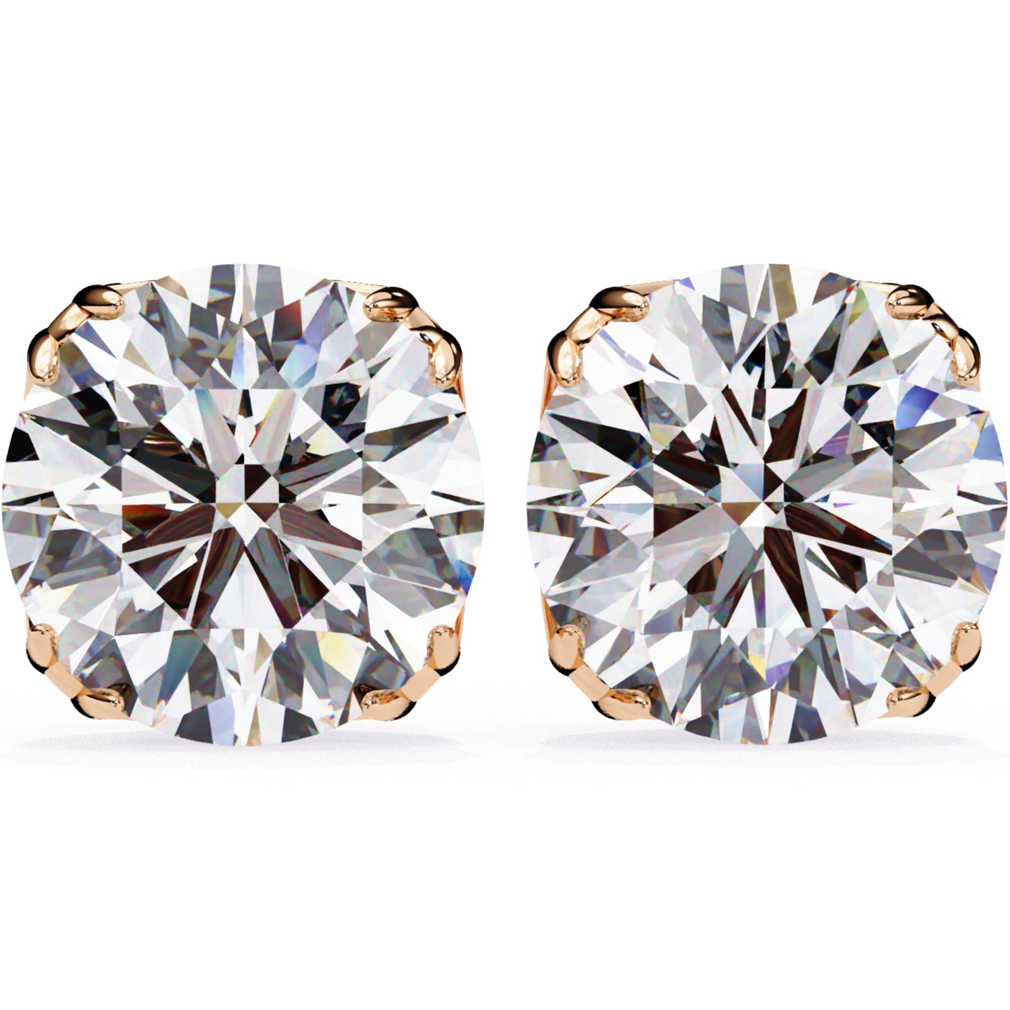 Cercei Stud Excalibur cu Moissanite Tăietură Briliant de 2.5 ct din 18K Aur Roz - Castelo.ro
