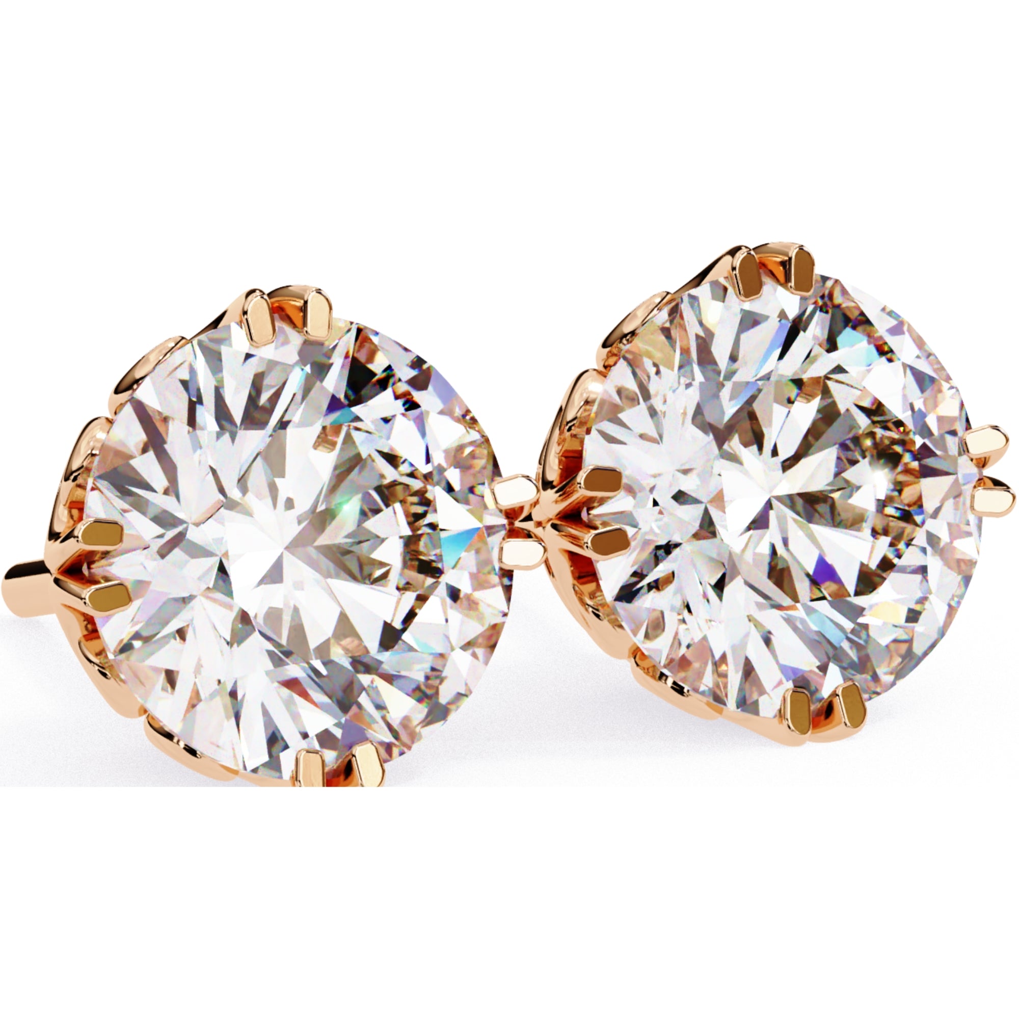 Cercei Stud La Reina cu Moissanite Tăietură Briliant de 2.5 ct din 18K Aur Roz - Castelo.ro