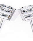 Cercei Stud Imperial din Aur 14k cu Moissanite Tăietură Princess de 3 ct din 14K Aur Alb - Castelo.ro