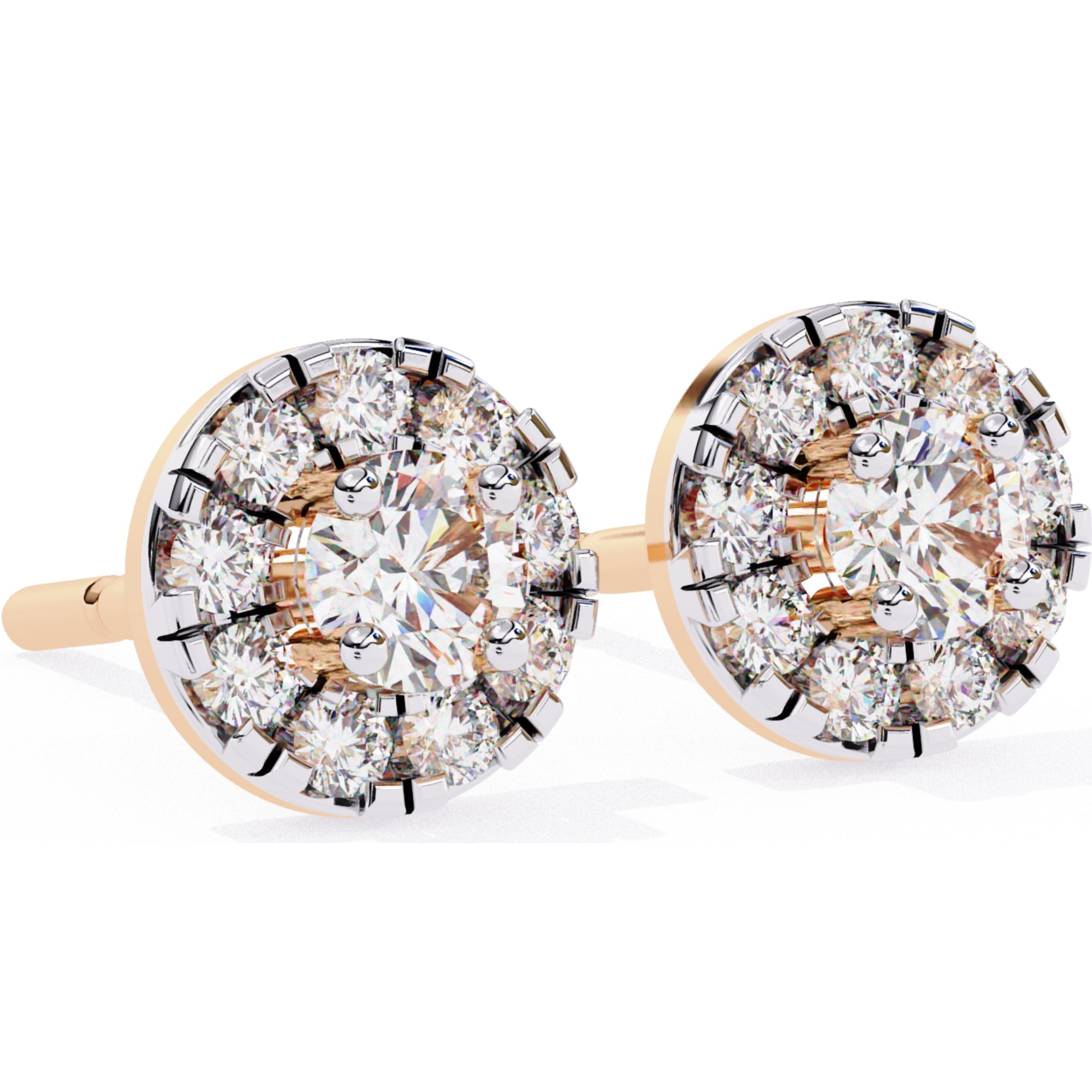 Cercei Stud Fleur din Aur 14k cu Moissanite Tăietură Briliant de 0.26 ct din 14K Aur Roz - Castelo.ro