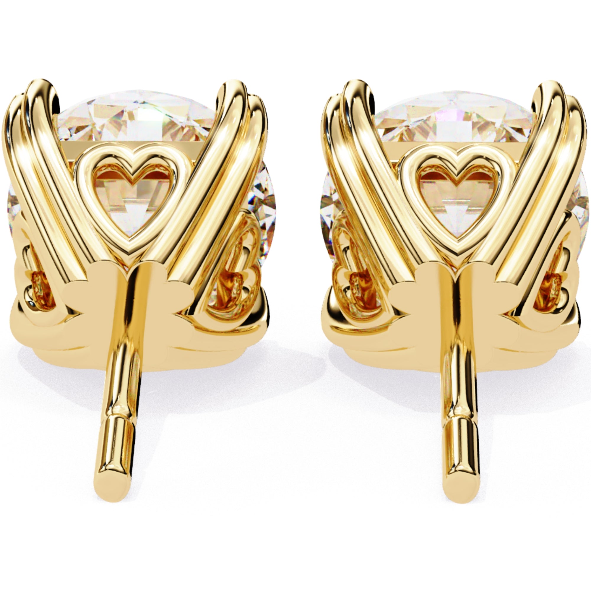 Cercei Stud Solitaire Heart din Aur 14k cu Moissanite de 2.57 ct