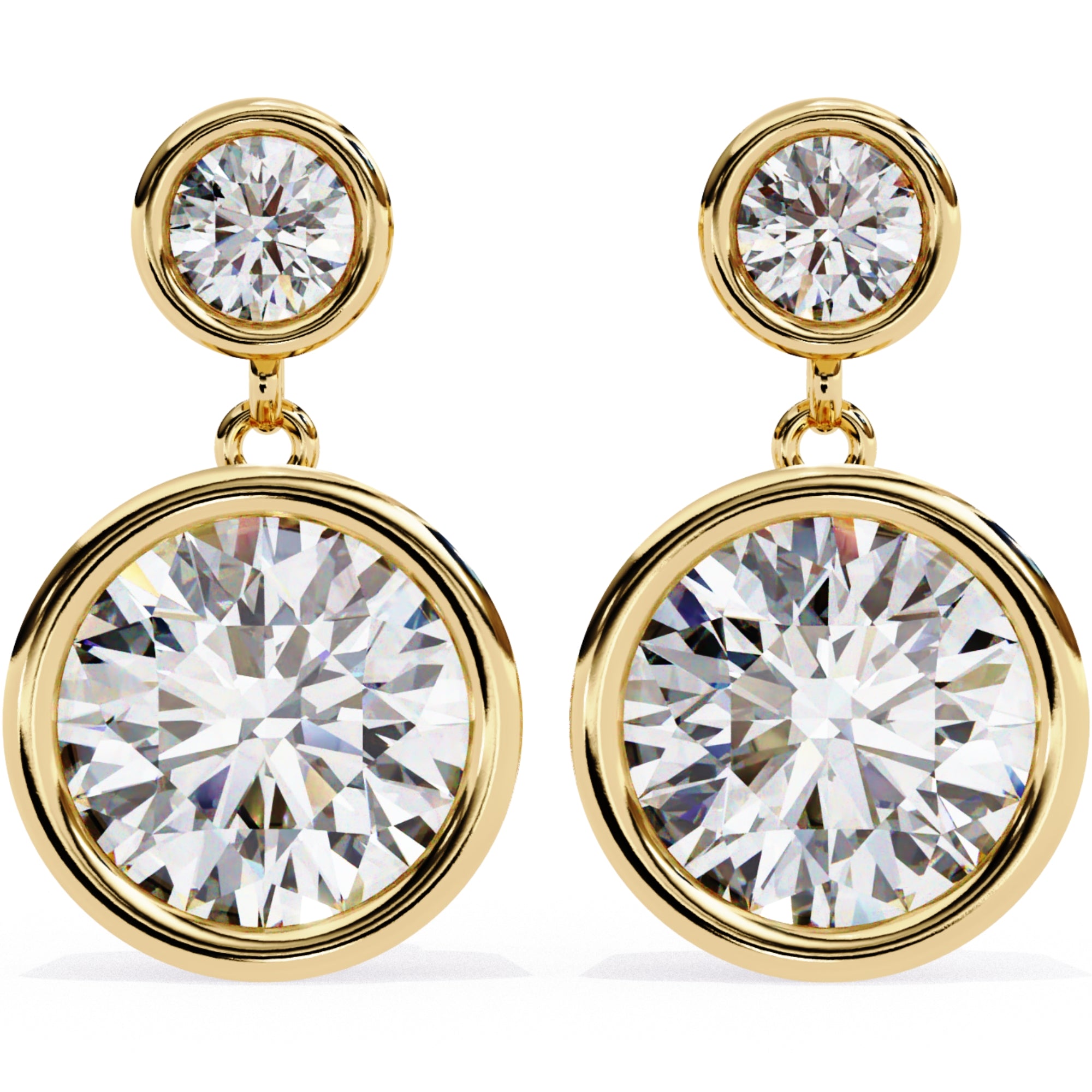 Cercei Solitaire Bezel Drop cu Diamante Create în Laborator de 1.83 ct din 18K Aur Galben - Castelo.ro