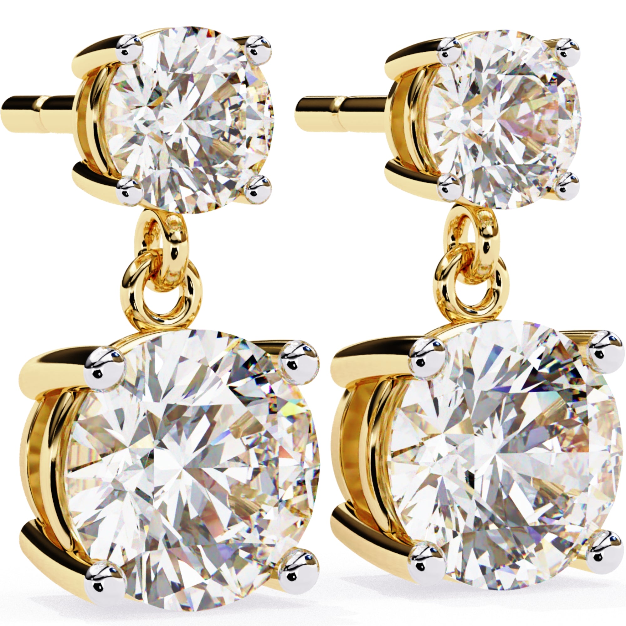 Cercei Drop Stud din Aur 14k Cu Moissanite Tăietură Briliant de 3.7 ct din - Castelo.ro