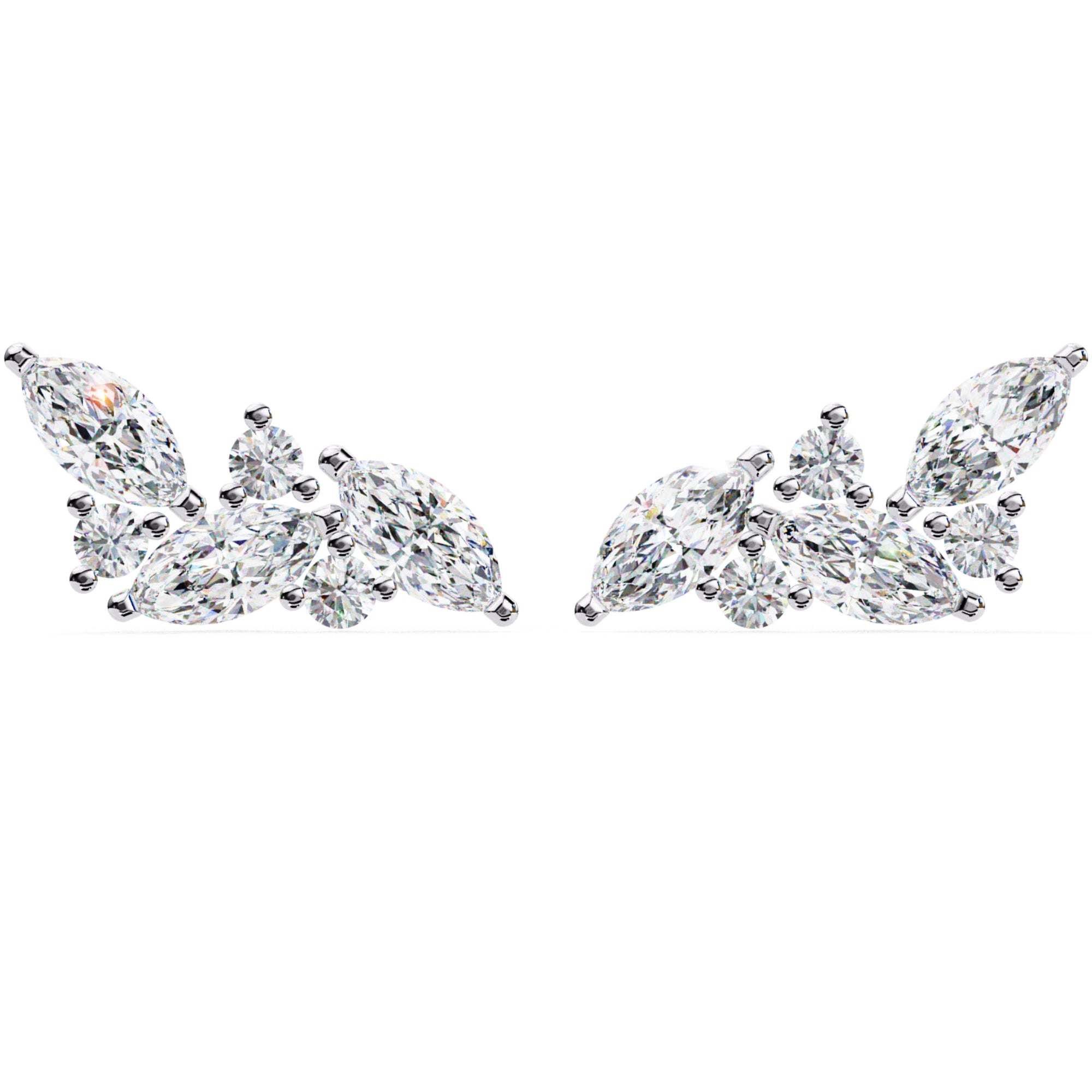 Cercei Stud Floral Branch din Aur 14k cu Diamante Create în Laborator de 0.35 ct din 14K Aur Galben - Castelo.ro