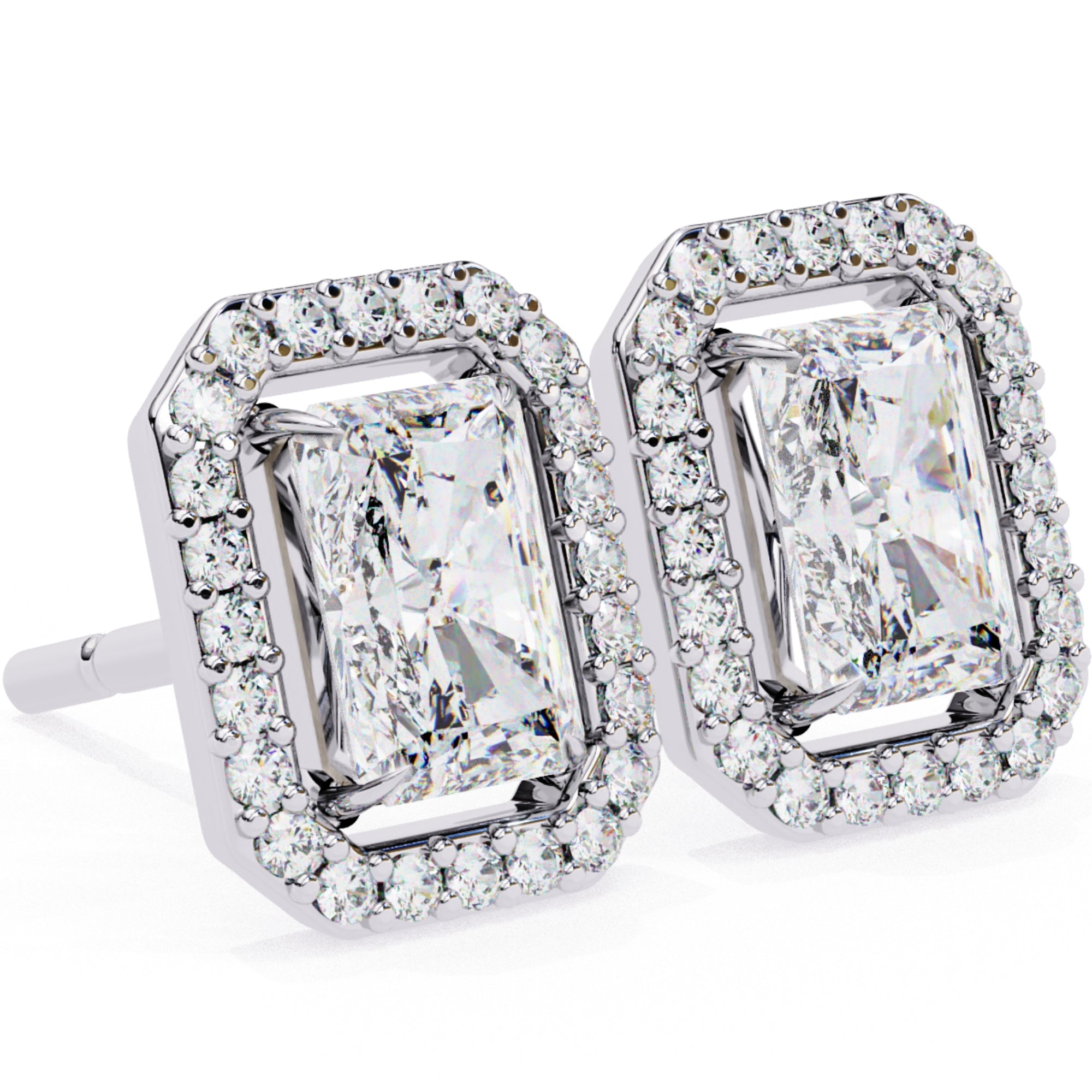 Cercei Stud Radiant Eiffel din Aur 14k cu Moissanite de 0.95 ct din 14K Aur Alb - Castelo.ro
