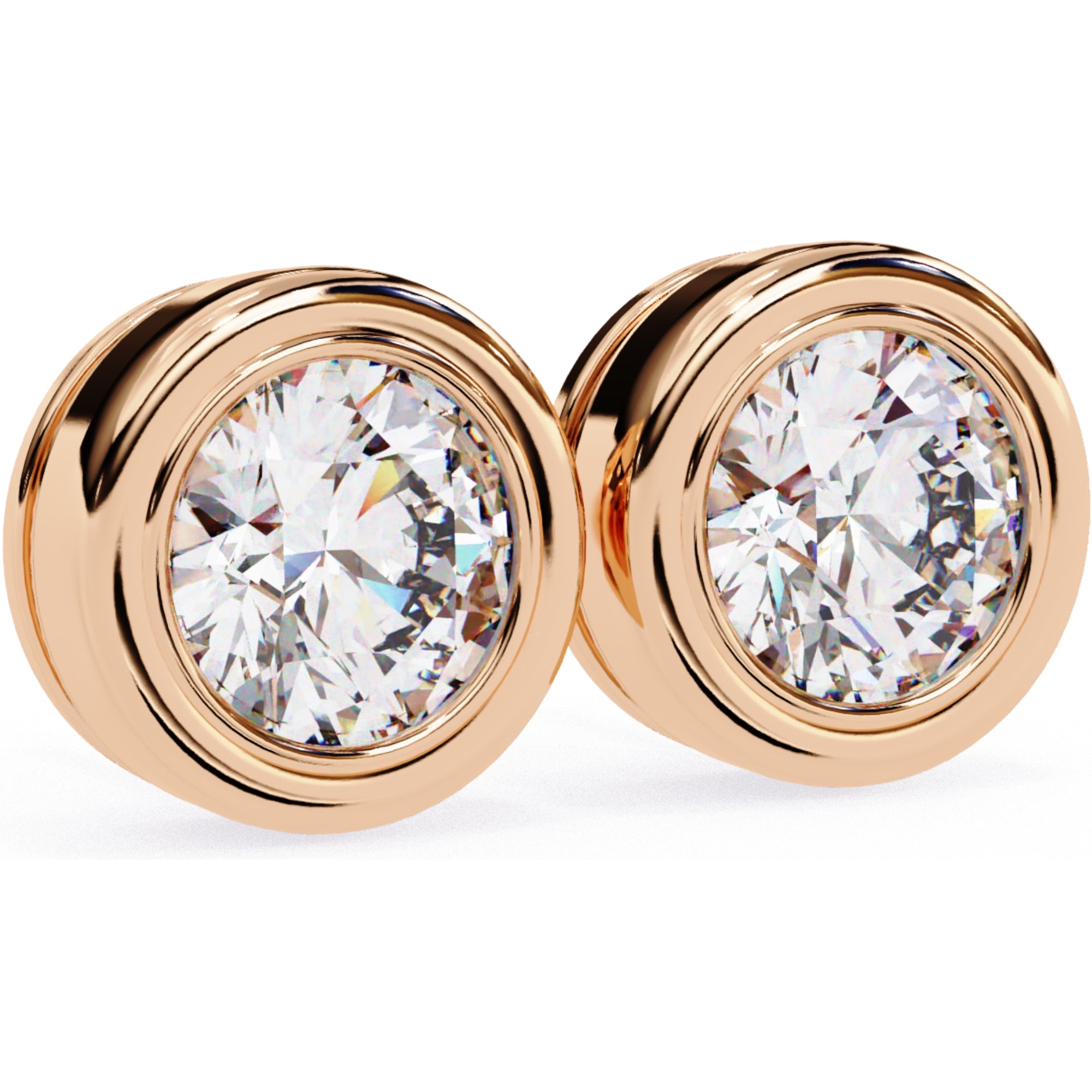 Cercei Stud Bezel din Aur 14k cu Moissanite Tăietură Briliant de 2.5 ct din 14K Aur Roz - Castelo.ro