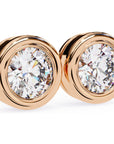 Cercei Stud Bezel din Aur 14k cu Moissanite Tăietură Briliant de 2.5 ct din 14K Aur Roz - Castelo.ro