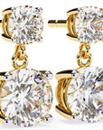 Cercei Drop Stud Cu Diamante Naturale Tăietură Briliant de 3.7 ct din 18K Aur Galben - Castelo.ro
