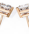 Cercei Stud Imperial din Aur 14k cu Moissanite Tăietură Princess de 3 ct din 14K 8K Aur Roz - Castelo.ro