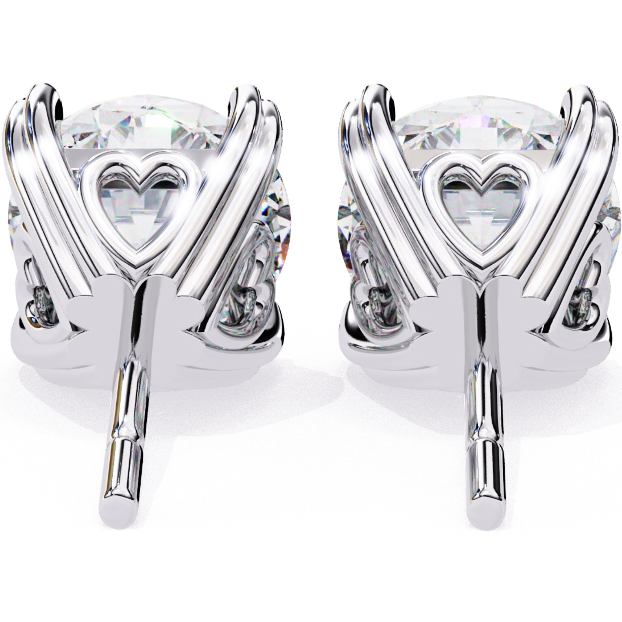 Cercei Stud Solitaire Heart din Aur 14k cu Moissanite de 2.57 ct