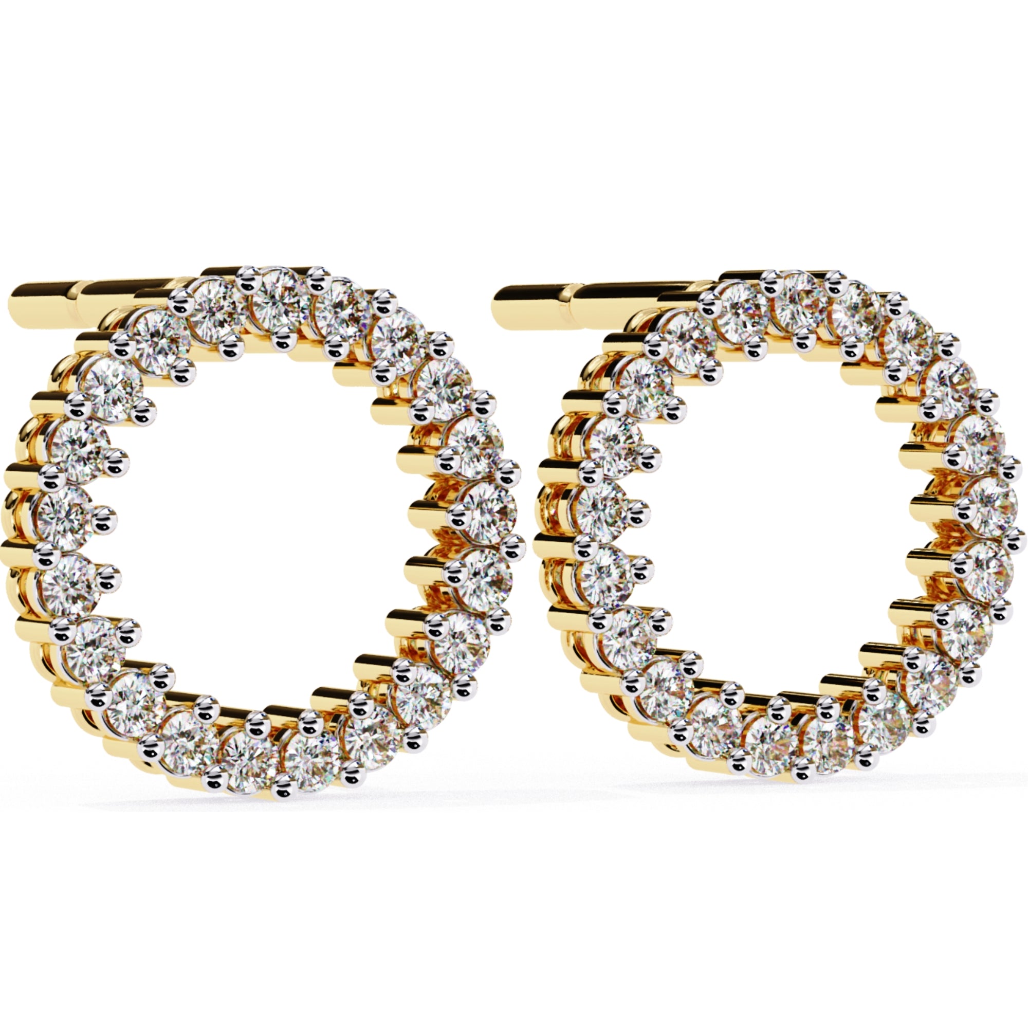 Cercei Stud Circle of Fire din Aur 14k cu Moissanite Tăietură Briliant de 0.3 ct din 14K Aur Galben - Castelo.ro