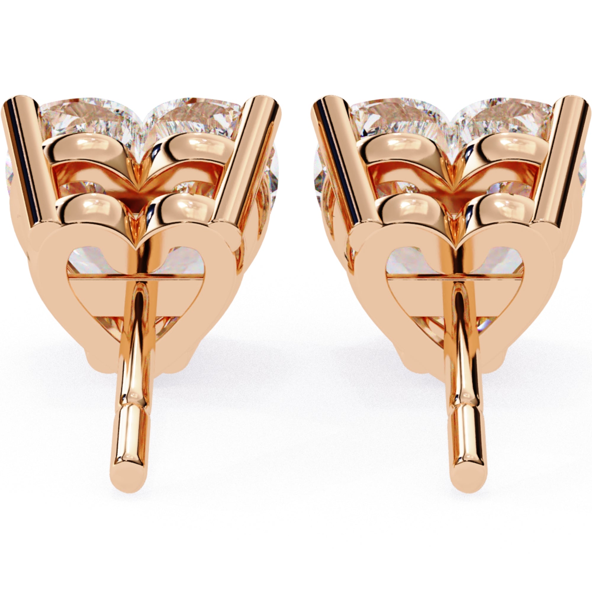 Cercei Stud Inima din Aur 14k cu Moissanite Tăietură Heart de 2.4 ct din 14K Aur Roz - Castelo.ro