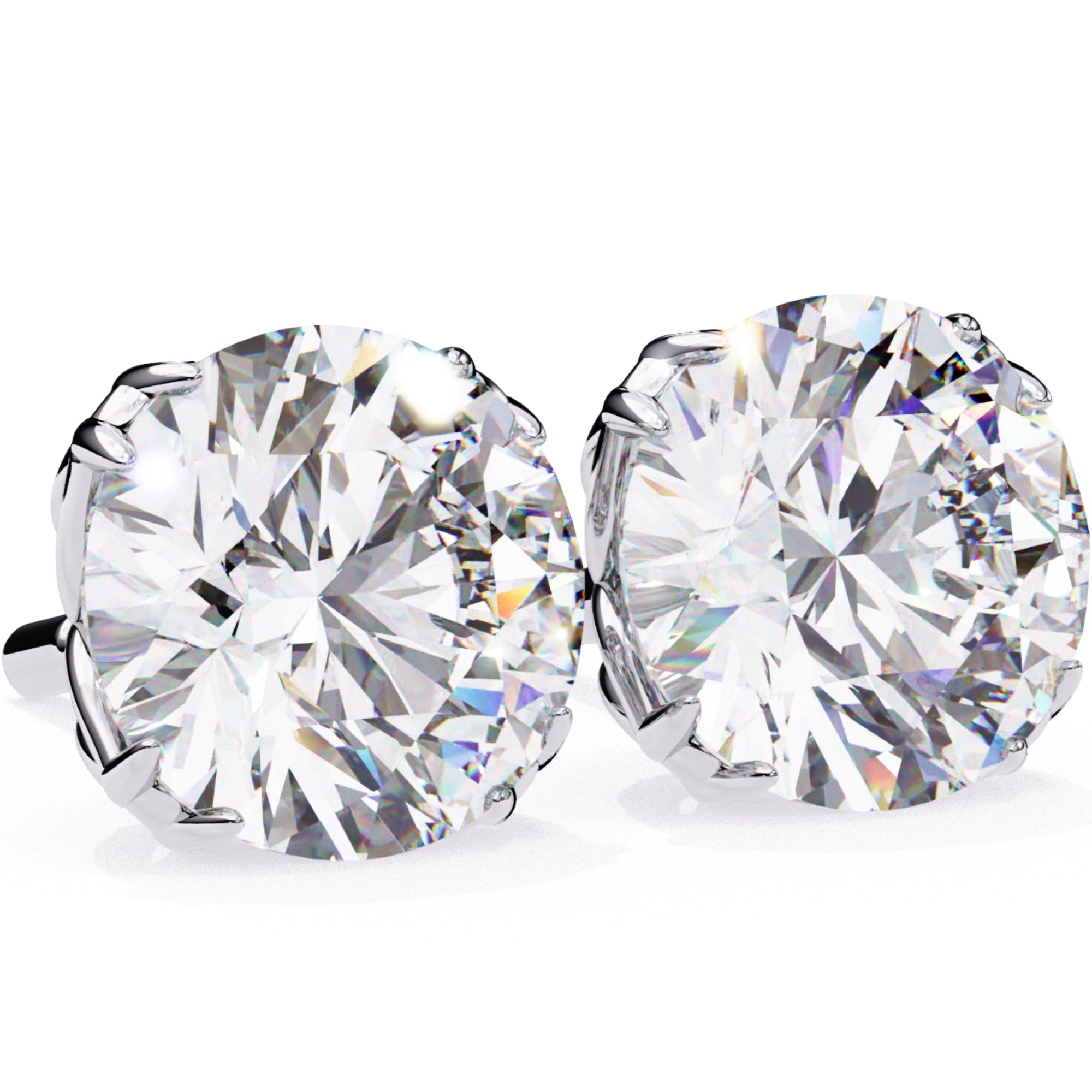 Cercei Stud Excalibur din Aur 14k cu Diamante Naturale Tăietură Briliant de 2.5 ct din 14K Aur Alb - Castelo.ro