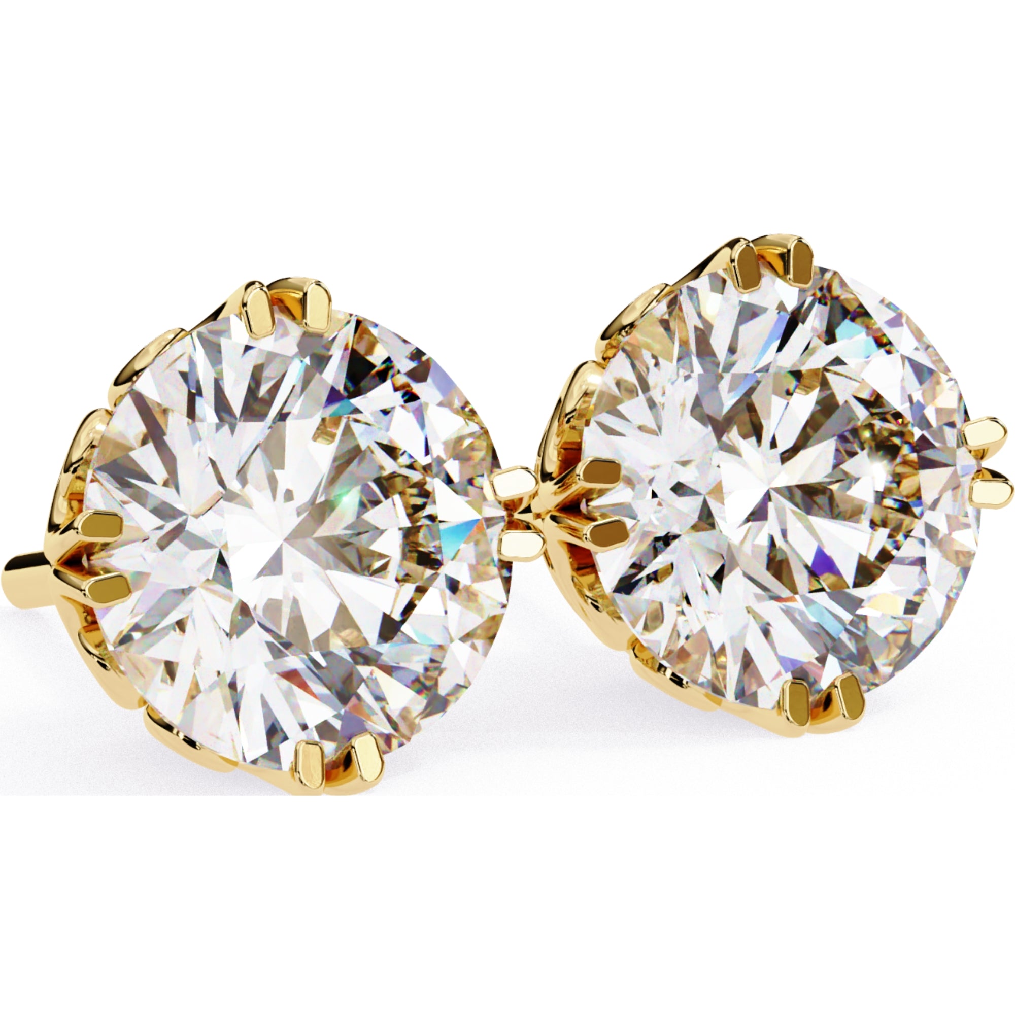 Cercei Stud La Reina cu Moissanite Tăietură Briliant de 2.5 ct din 18K Aur Galben - Castelo.ro