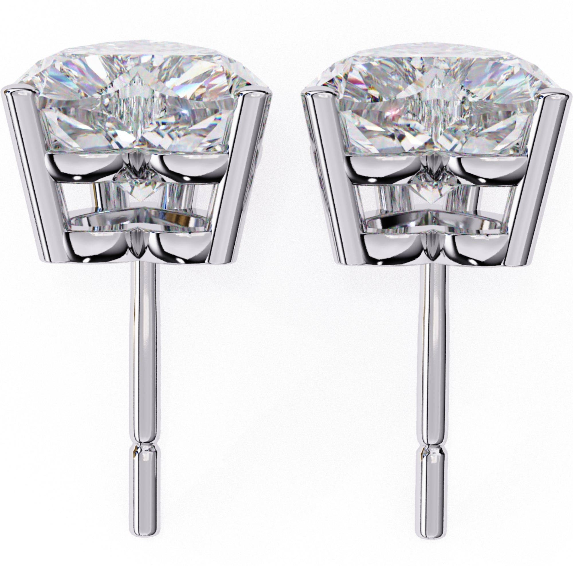 Cercei Stud Inima din Aur 14k cu Moissanite Tăietură Heart de 2.4 ct din 14K Aur Alb - Castelo.ro