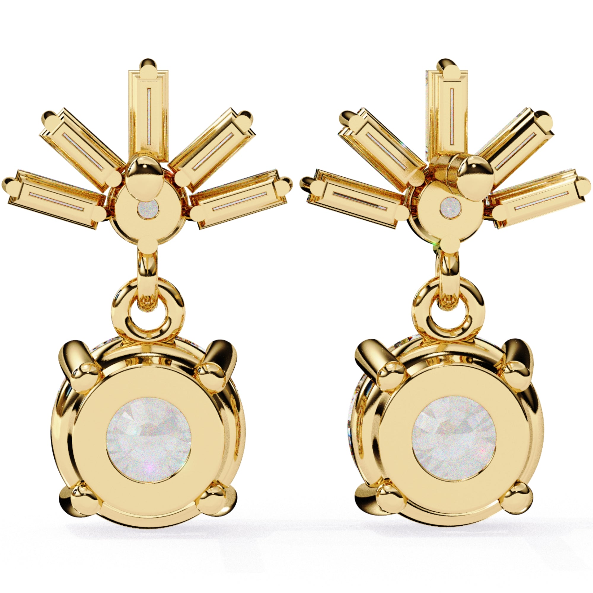 Cercei Aqua D&#39;Azure cu Diamante Create în Laborator de 0.86 ct din 18K Aur Galben - Castelo.ro