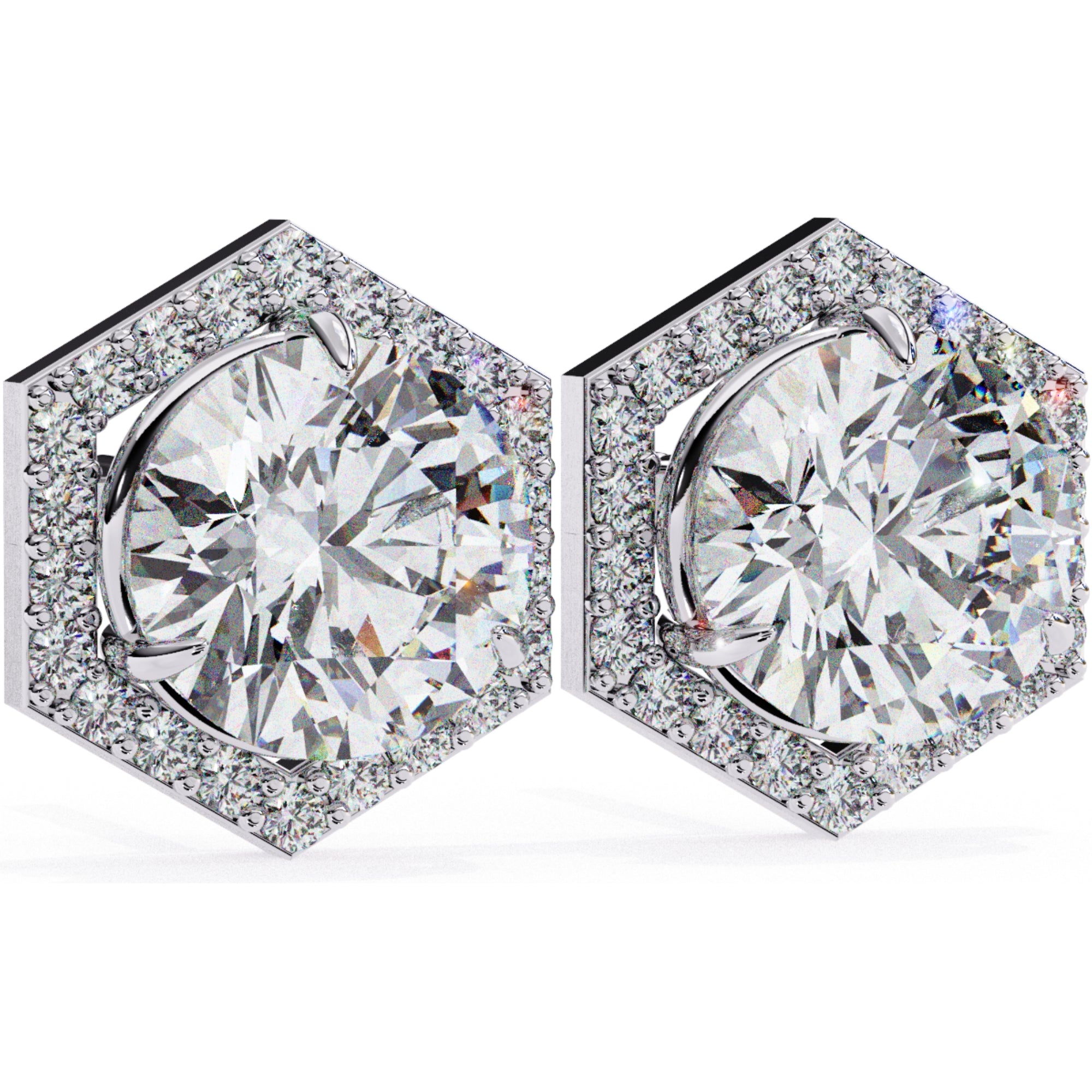 Cercei Hexa Stud Halo cu Diamante Create în Laborator de 2.1 ct din - Castelo.ro