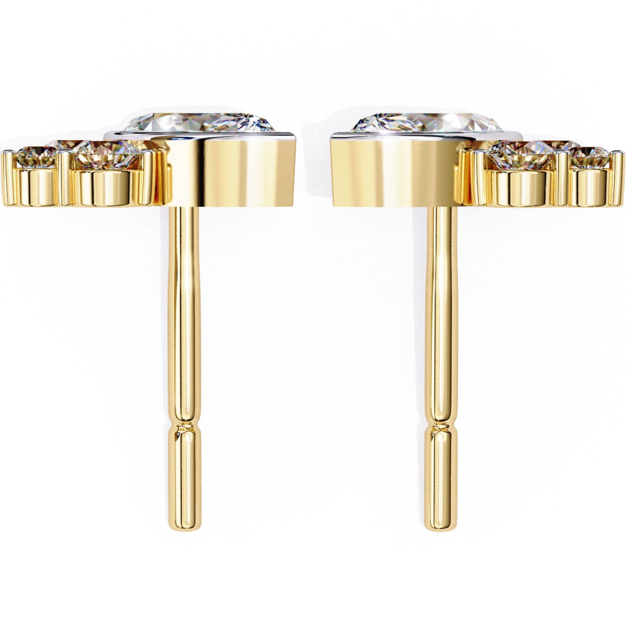 Cercei Stud Minimalist Luna din Aur 14k cu Moissanite de 0.47 ct