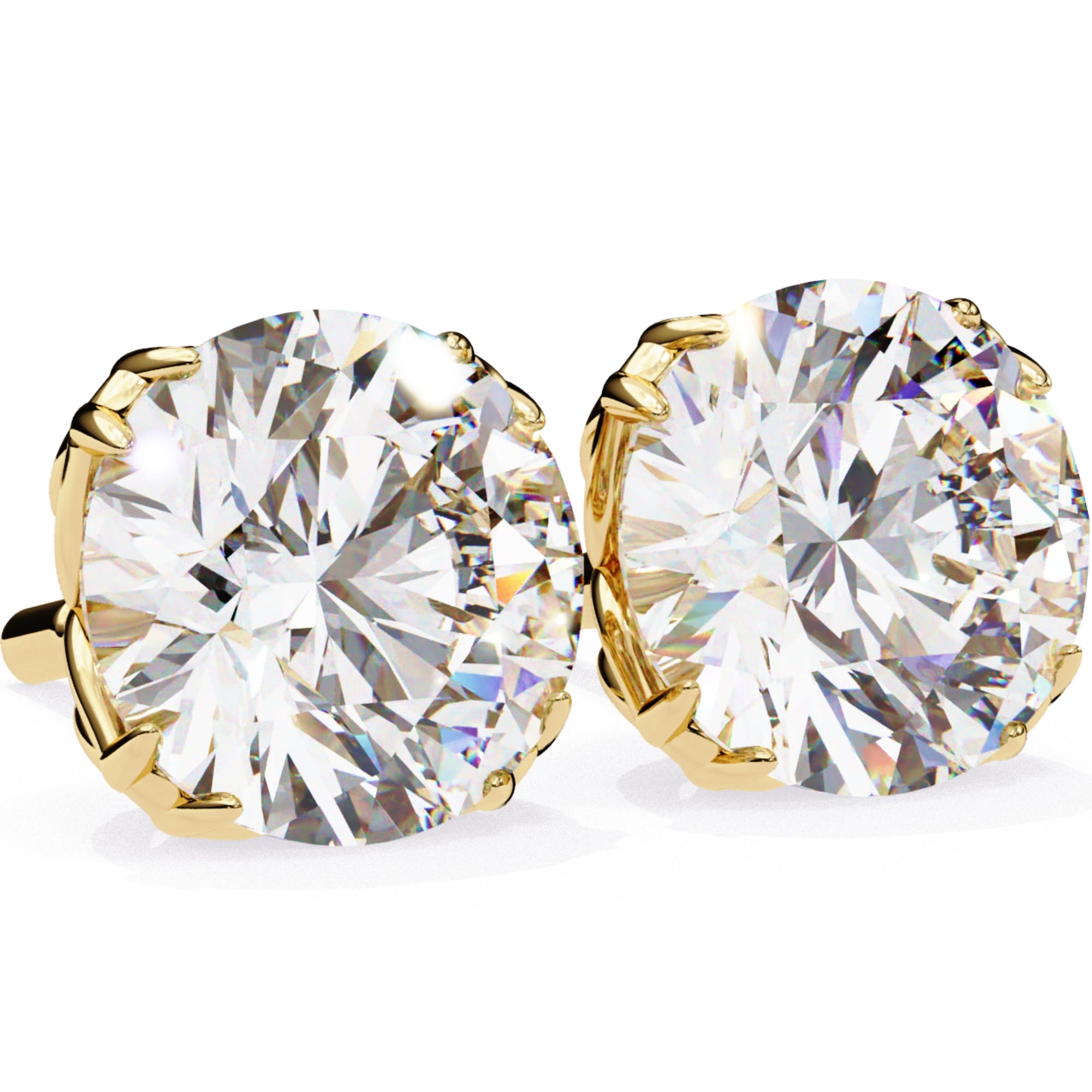 Cercei Stud Excalibur cu Moissanite Tăietură Briliant de 2.5 ct din 18K Aur Galben - Castelo.ro
