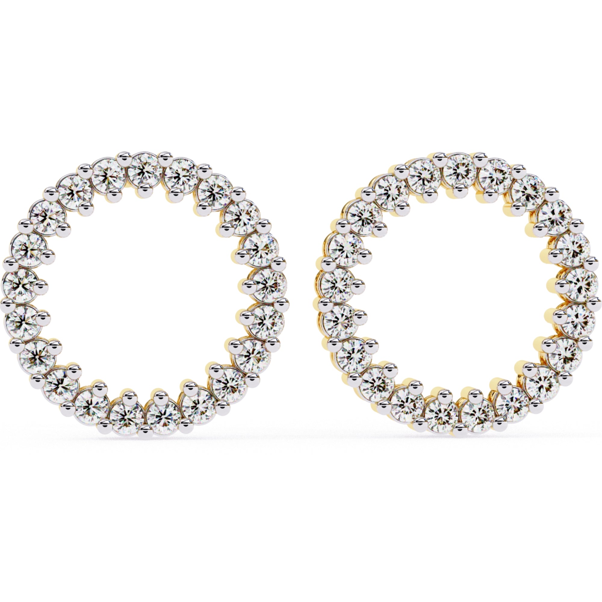 Cercei Stud Circle of Fire din Aur 14k cu Moissanite Tăietură Briliant de 0.3 ct din 14K Aur Galben - Castelo.ro
