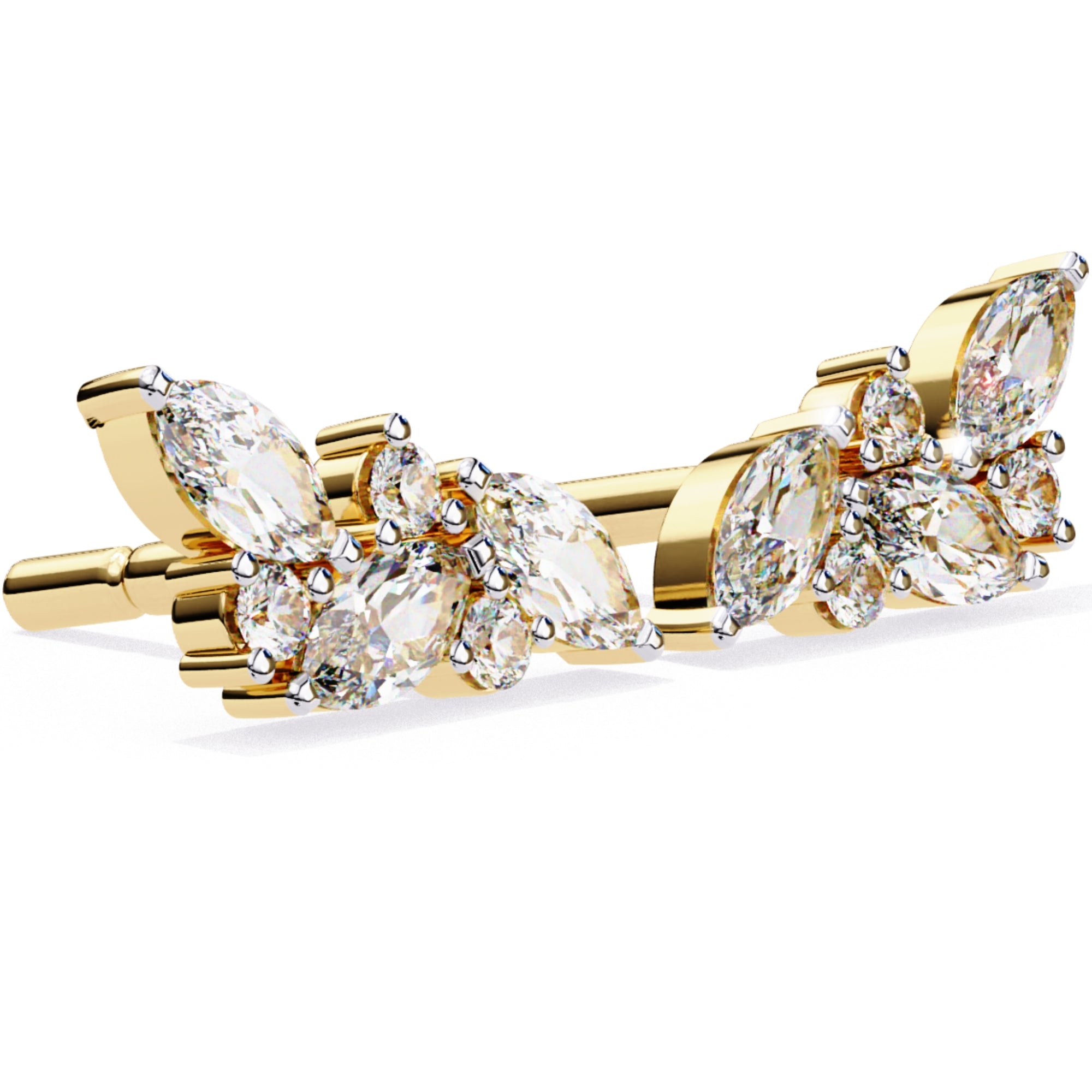 Cercei Stud Floral Branch din Aur 14k cu Diamante Create în Laborator de 0.35 ct din 14K Aur Galben - Castelo.ro