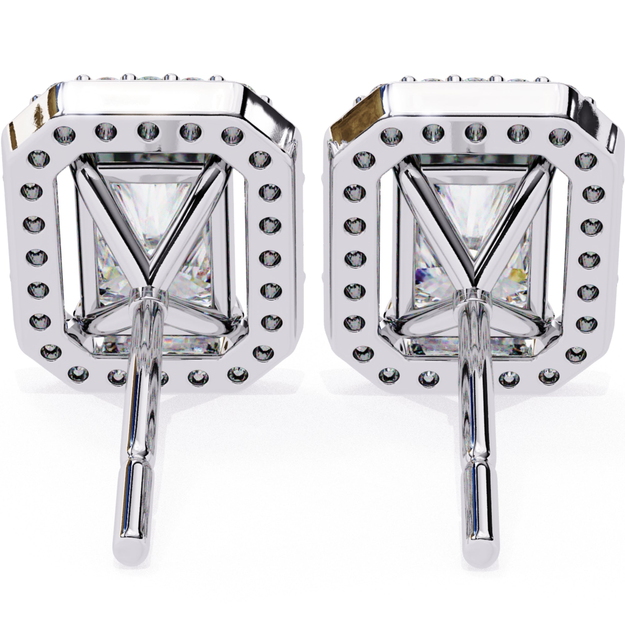 Cercei Stud Radiant Eiffel cu Moissanite de 0.95 ct din - Castelo.ro