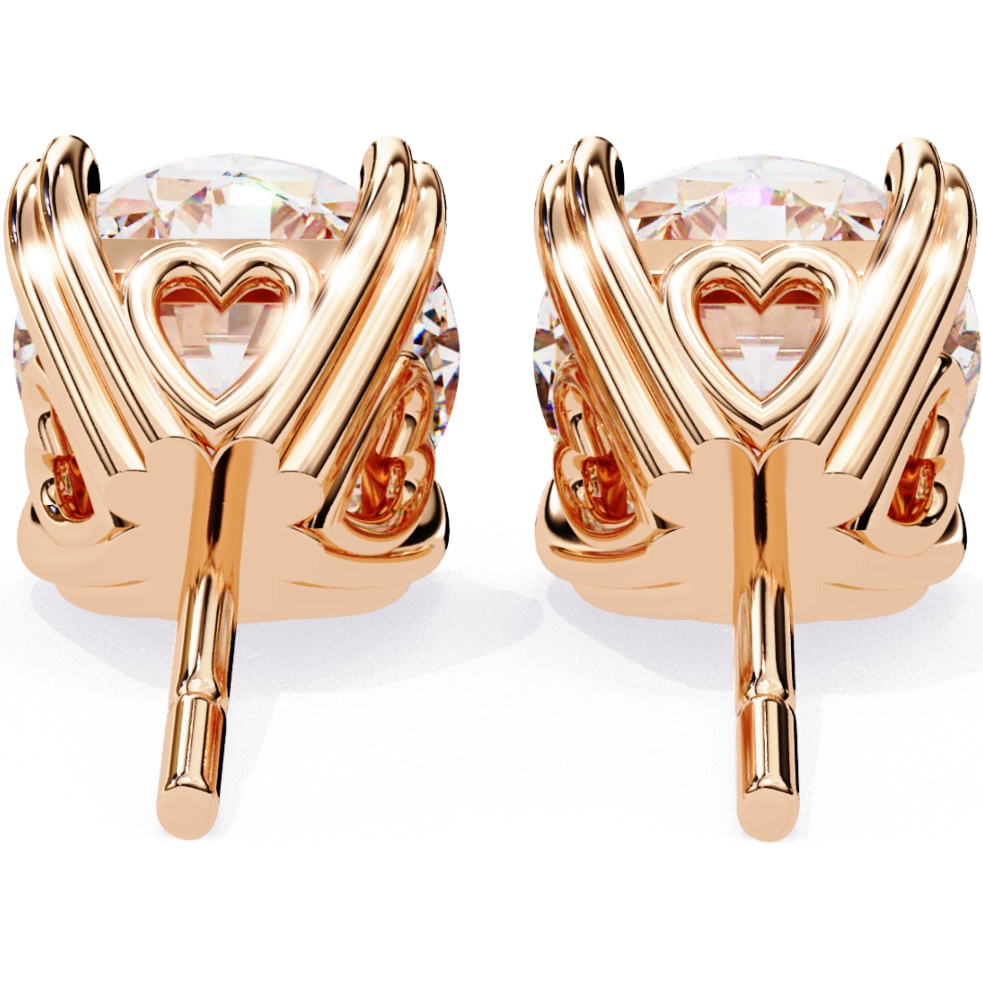 Cercei Stud Solitaire Heart din Aur 14k cu Moissanite de 2.57 ct