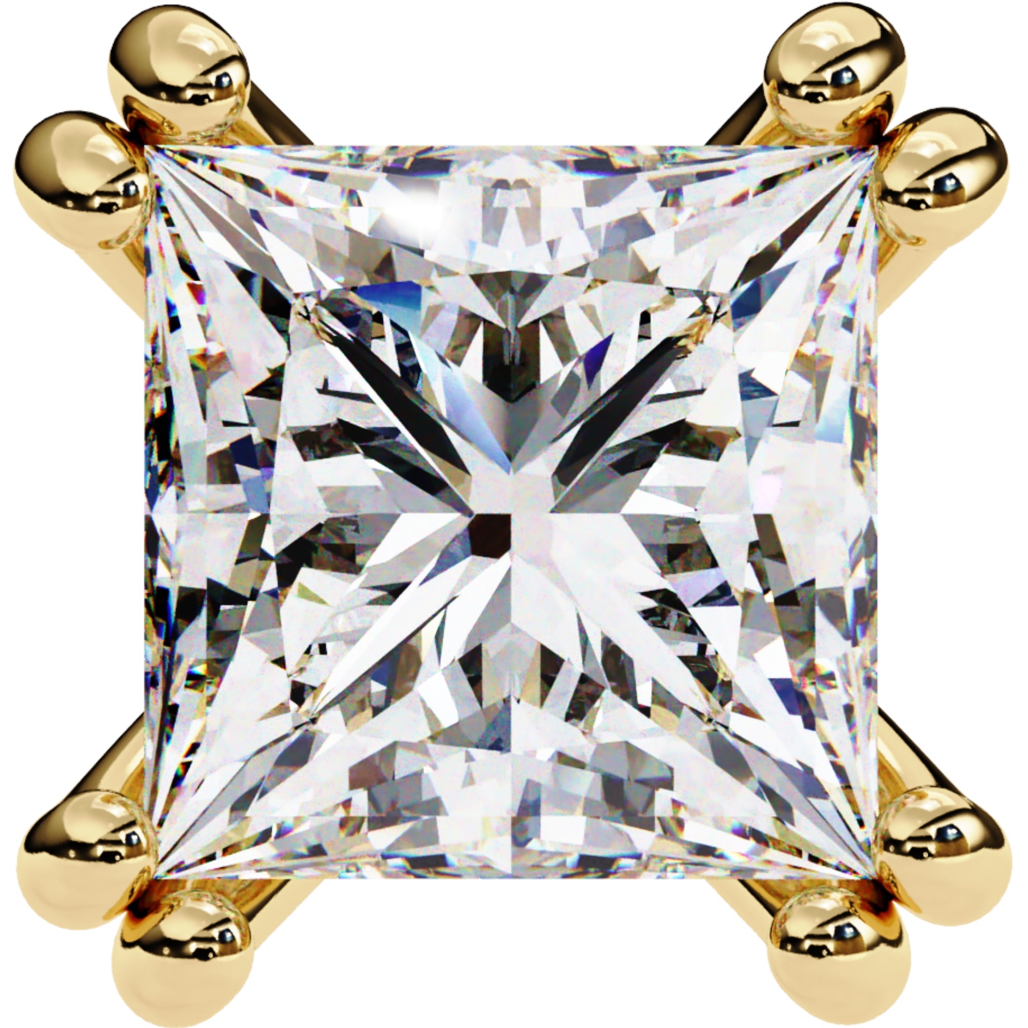 Cercei Stud Lumiere din Aur 14k cu Diamante Create în Laborator Tăietură Princess de 3 ct din 14K Aur Galben - Castelo.ro