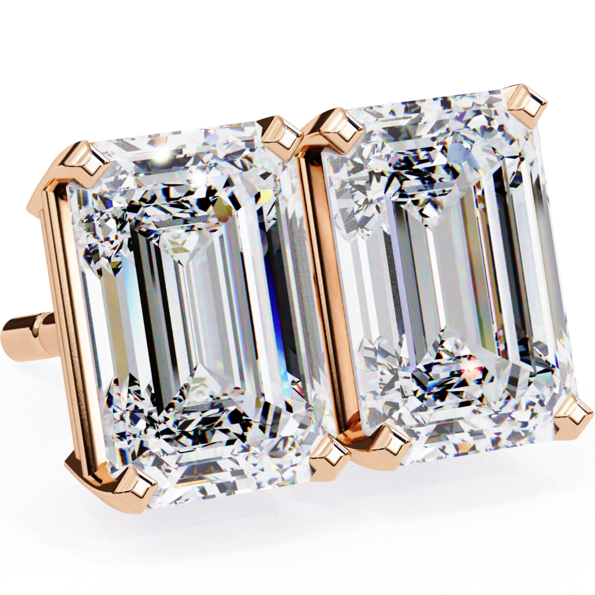 Cercei Stud Noble din Aur 14k cu Moissanite Tăietură Emerald de 2.4 ct