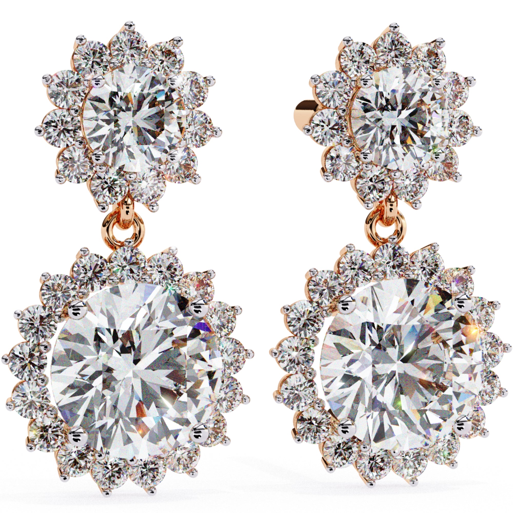 Cercei Sola Reina cu Diamante Create în Laborator de 1.37 ct din 18K Aur Roz - Castelo.ro