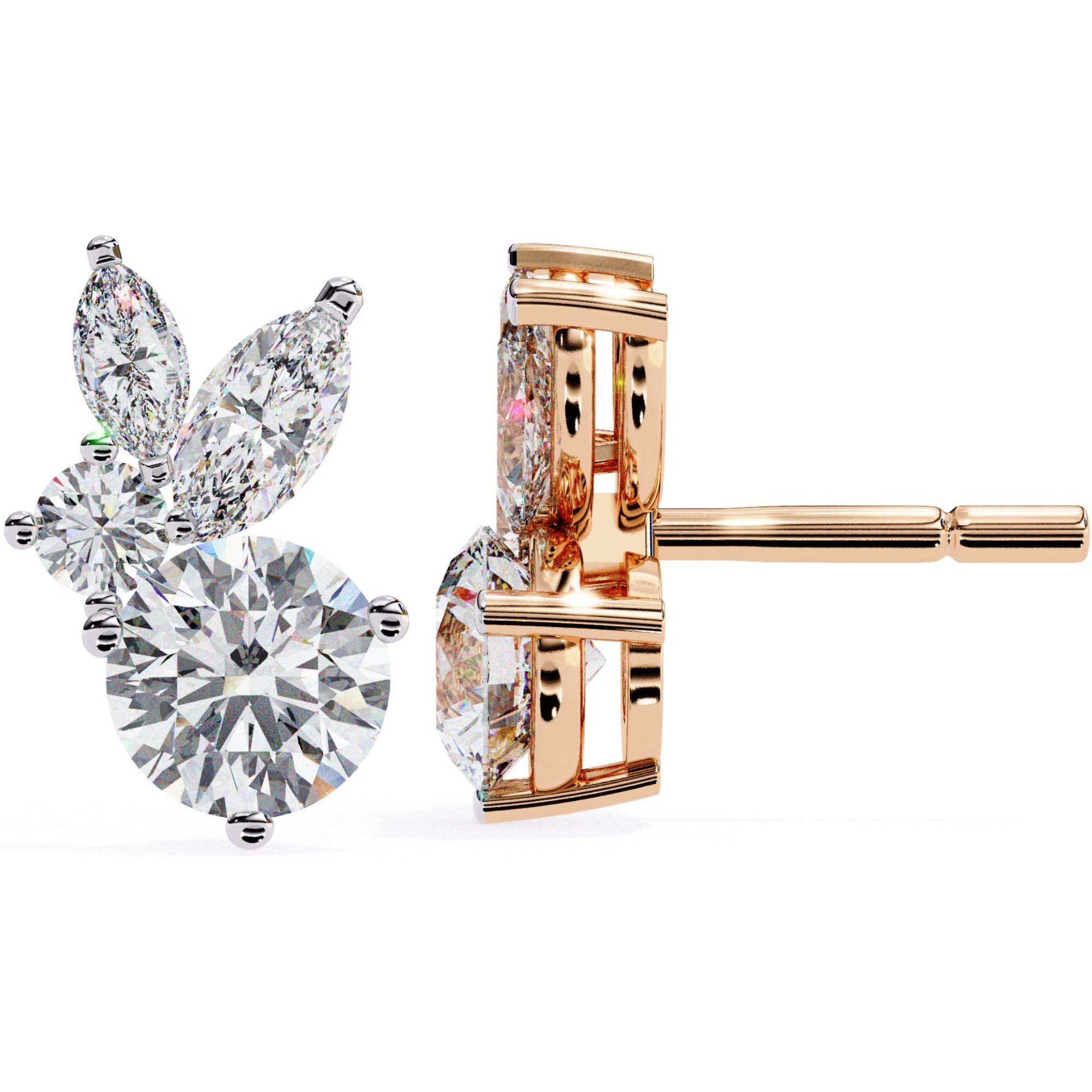 Cercei Stud Efemeri din Aur 14k cu Moissanite de 0.68 ct