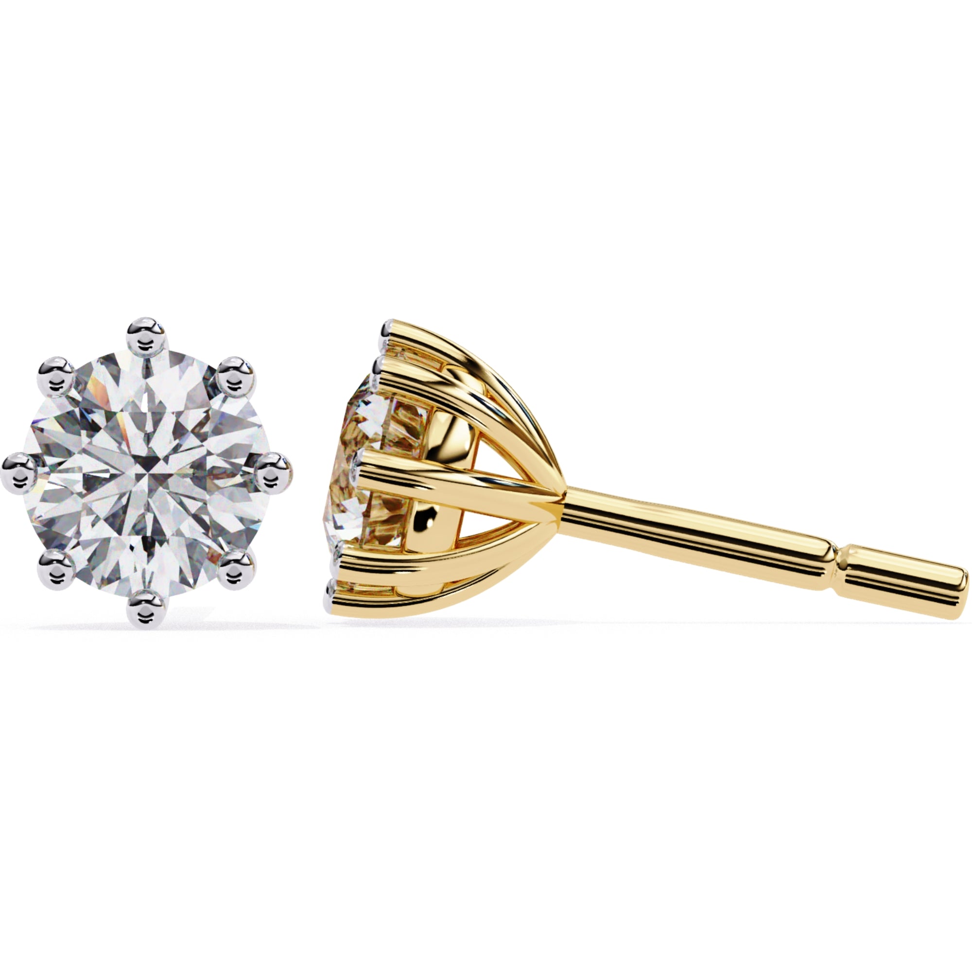 Cercei Solitaire Stud cu Diamante Create în Laborator de 2.57 ct din 18K Aur Galben - Castelo.ro