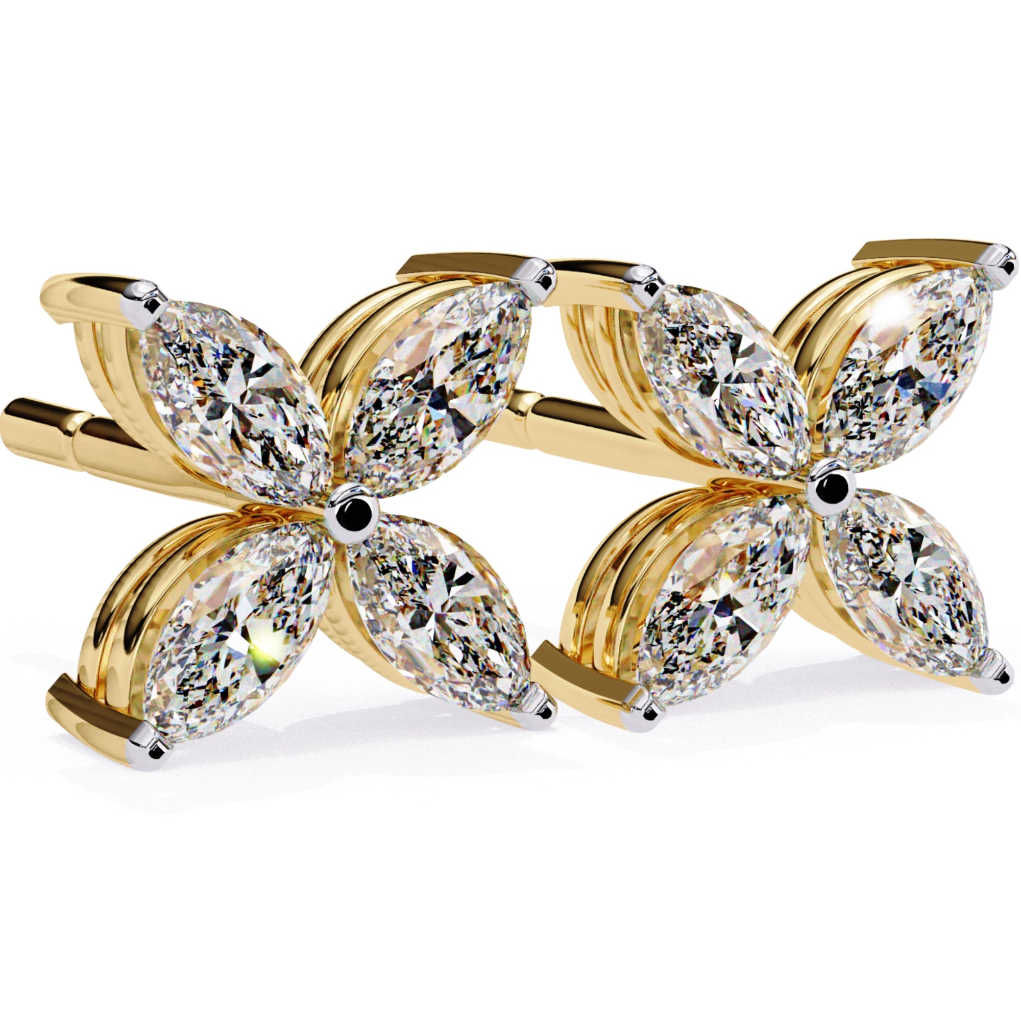 Cercei Stud Butterfly din Aur 14k cu Moissanite de 0.88 ct