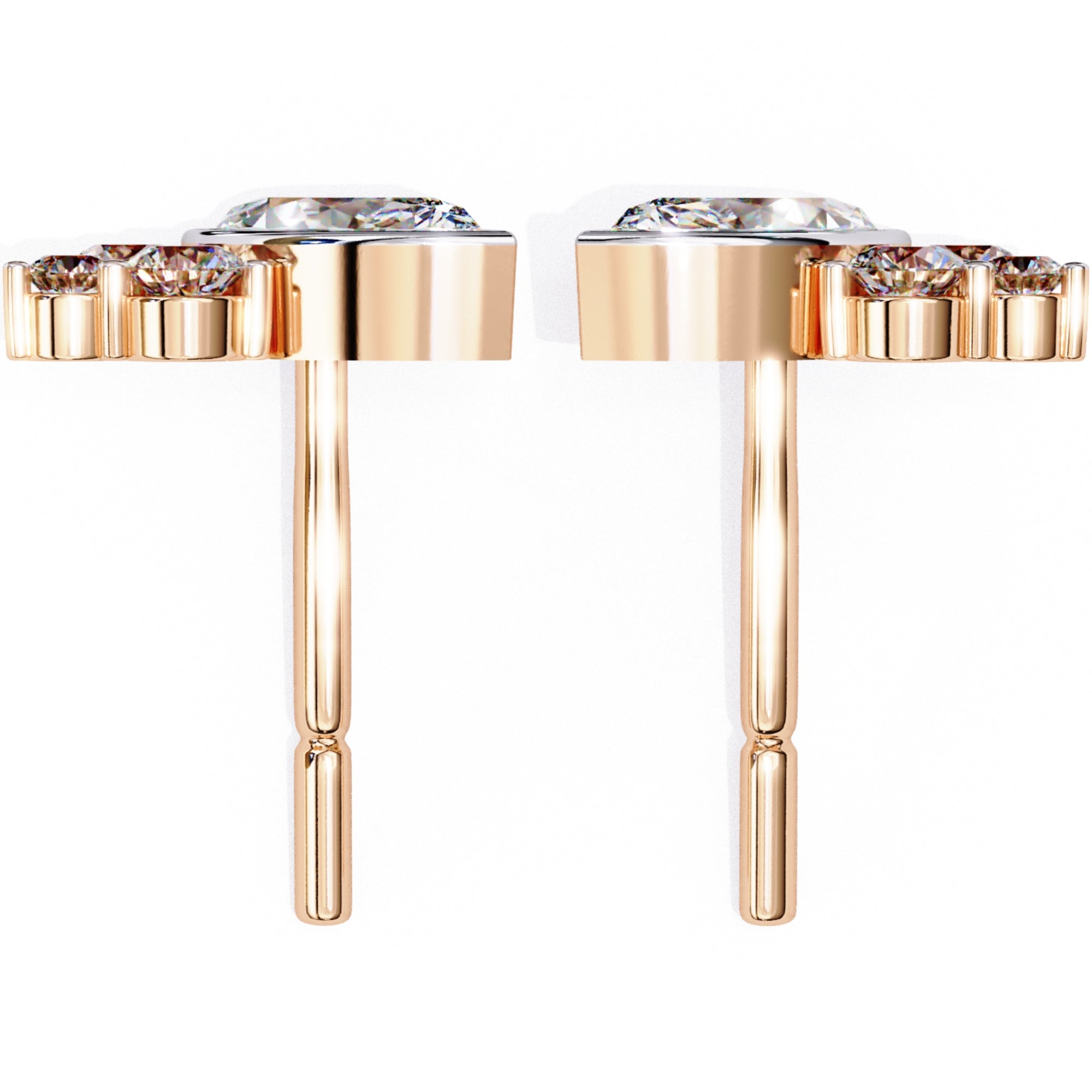 Cercei Stud Minimalist Luna din Aur 14k cu Moissanite de 0.47 ct