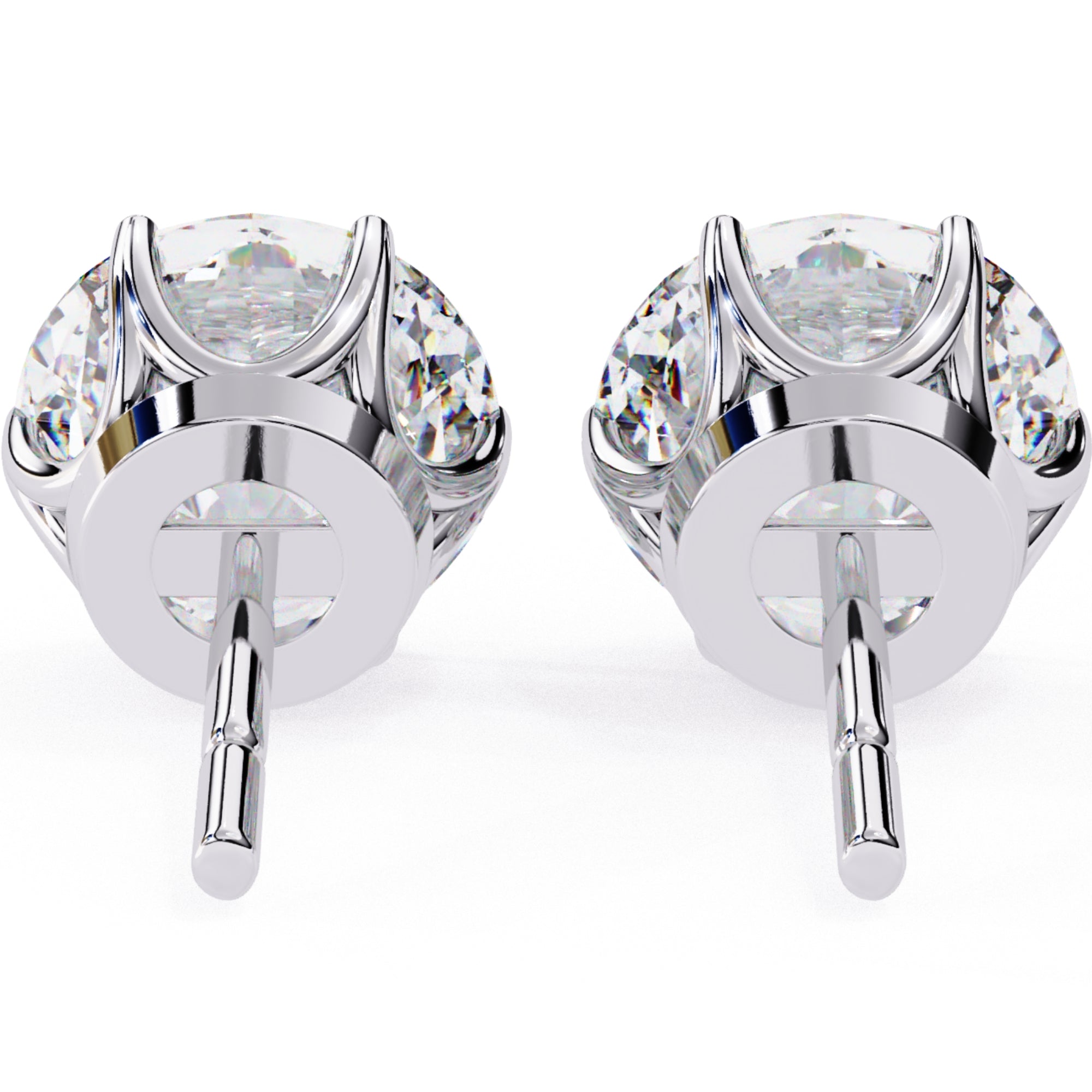 Cercei Stud Majestic din Aur 14k cu Moissanite Tăietură Briliant de 2.5 ct