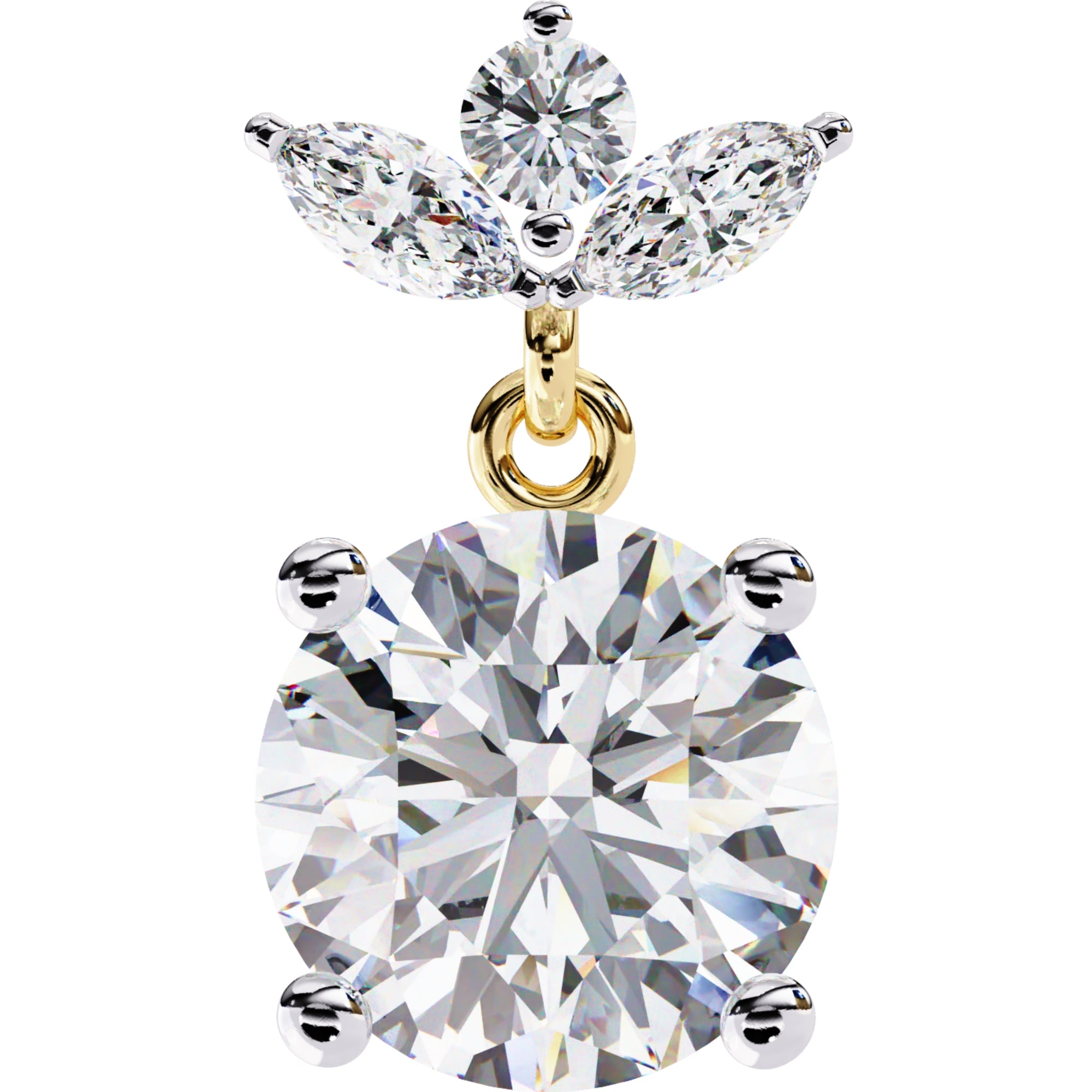 Cercei Stud Royal Solitaire Drop din Aur 14k cu Moissanite de 2.02 ct