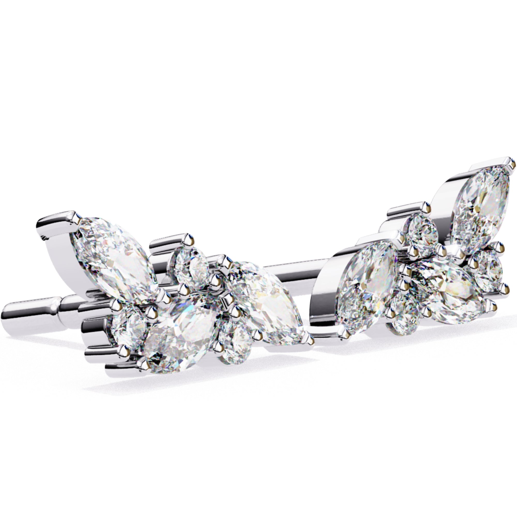 Cercei Stud Floral Branch din Aur 14k cu Diamante Create în Laborator de 0.35 ct din 14K Aur Alb - Castelo.ro