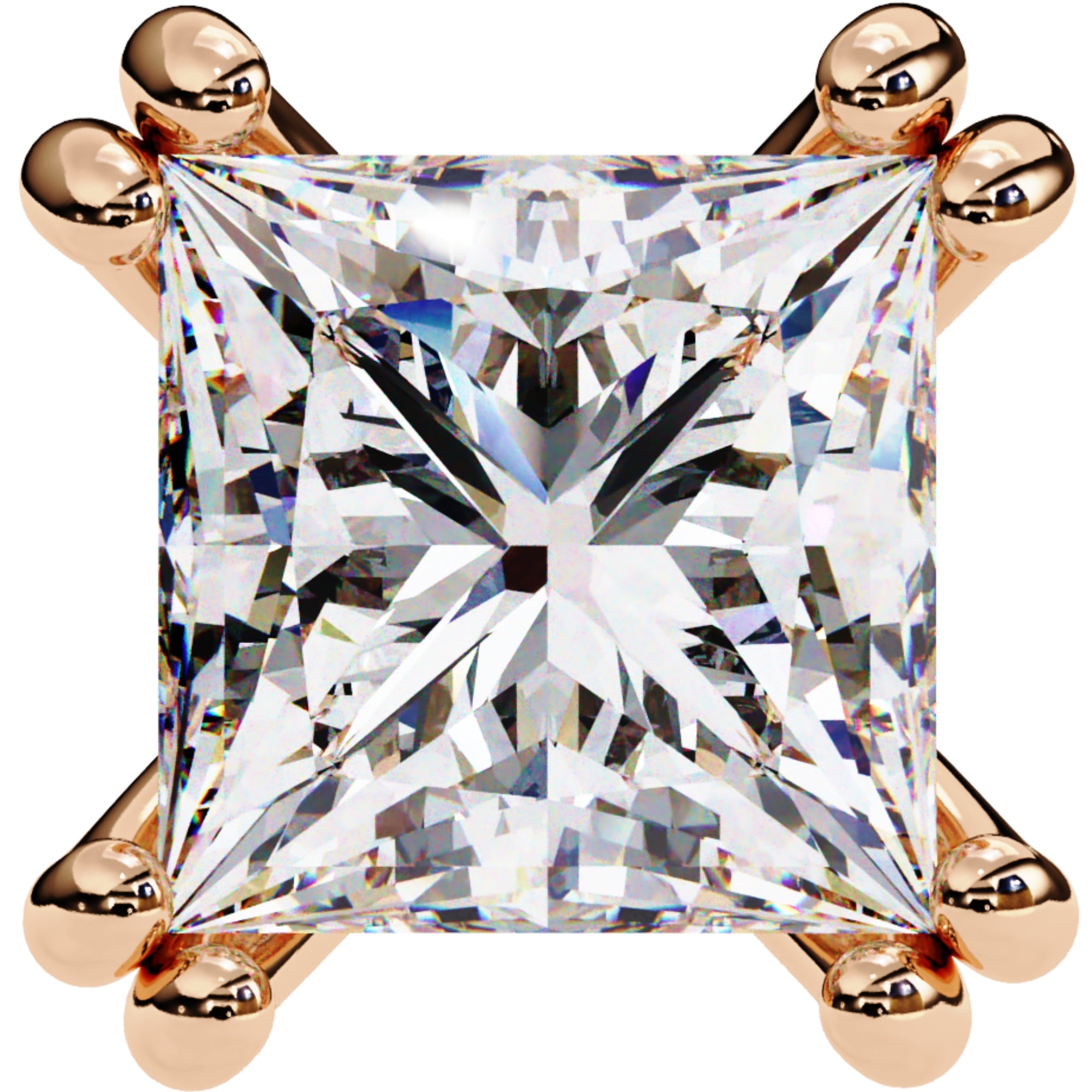Cercei Stud Lumiere din Aur 14k cu Diamante Create în Laborator Tăietură Princess de 3 ct din 14K Aur Roz - Castelo.ro