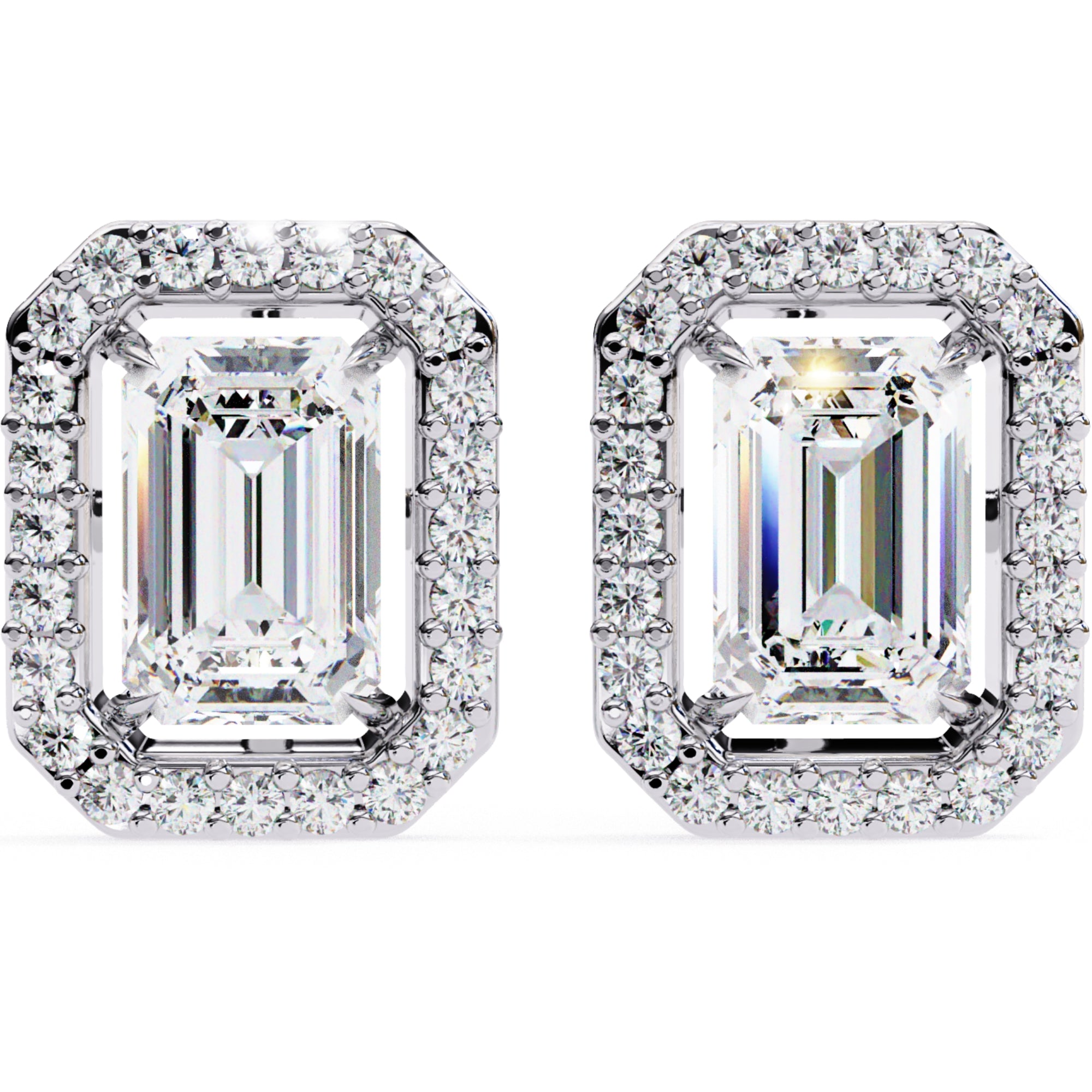 Cercei Stud Louvre Radiant din Aur 14k cu Moissanite de 0.86 ct din 14K Aur Alb - Castelo.ro