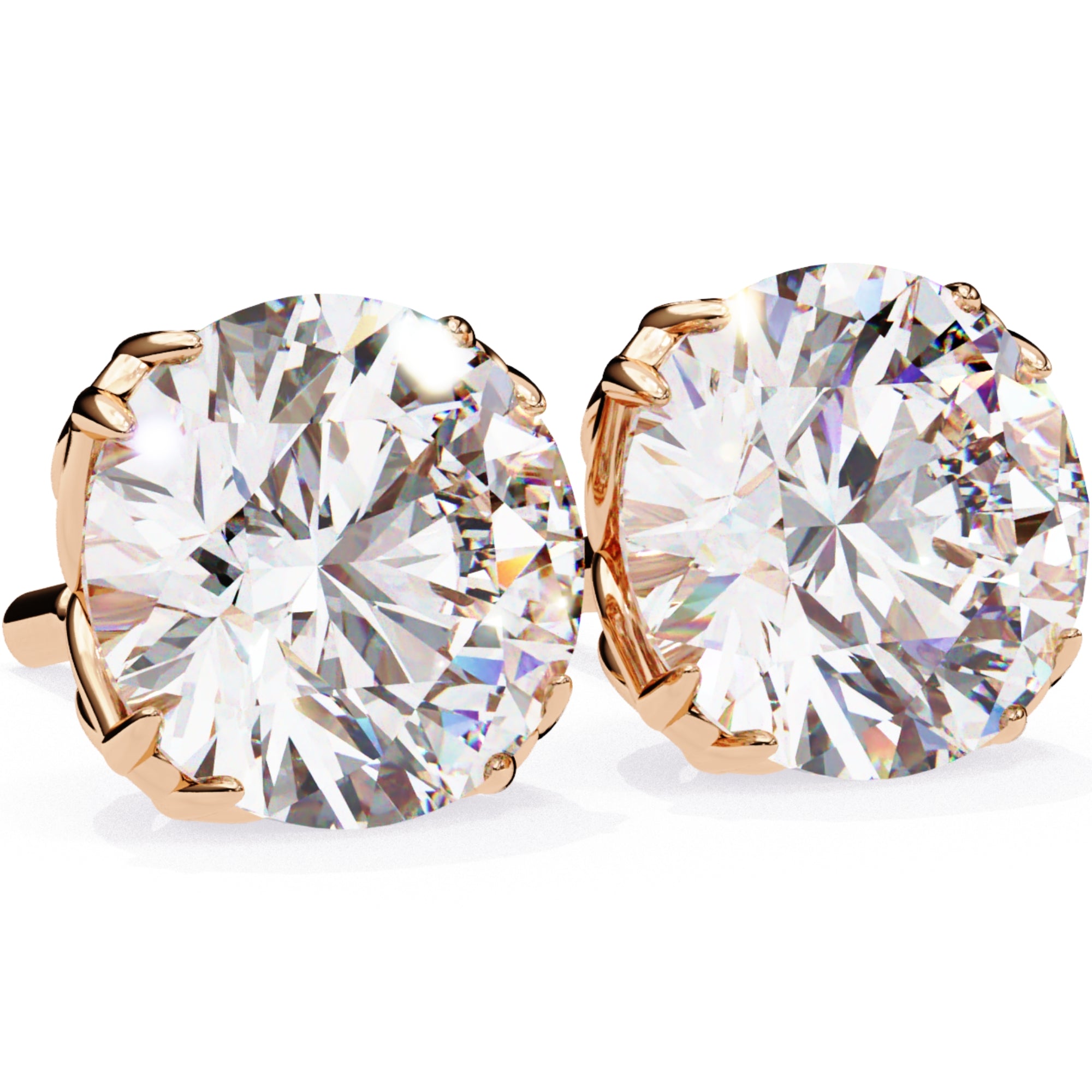 Cercei Stud Excalibur cu Moissanite Tăietură Briliant de 2.5 ct din 18K Aur Roz - Castelo.ro