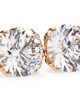 Cercei Stud Excalibur cu Moissanite Tăietură Briliant de 2.5 ct din 18K Aur Roz - Castelo.ro