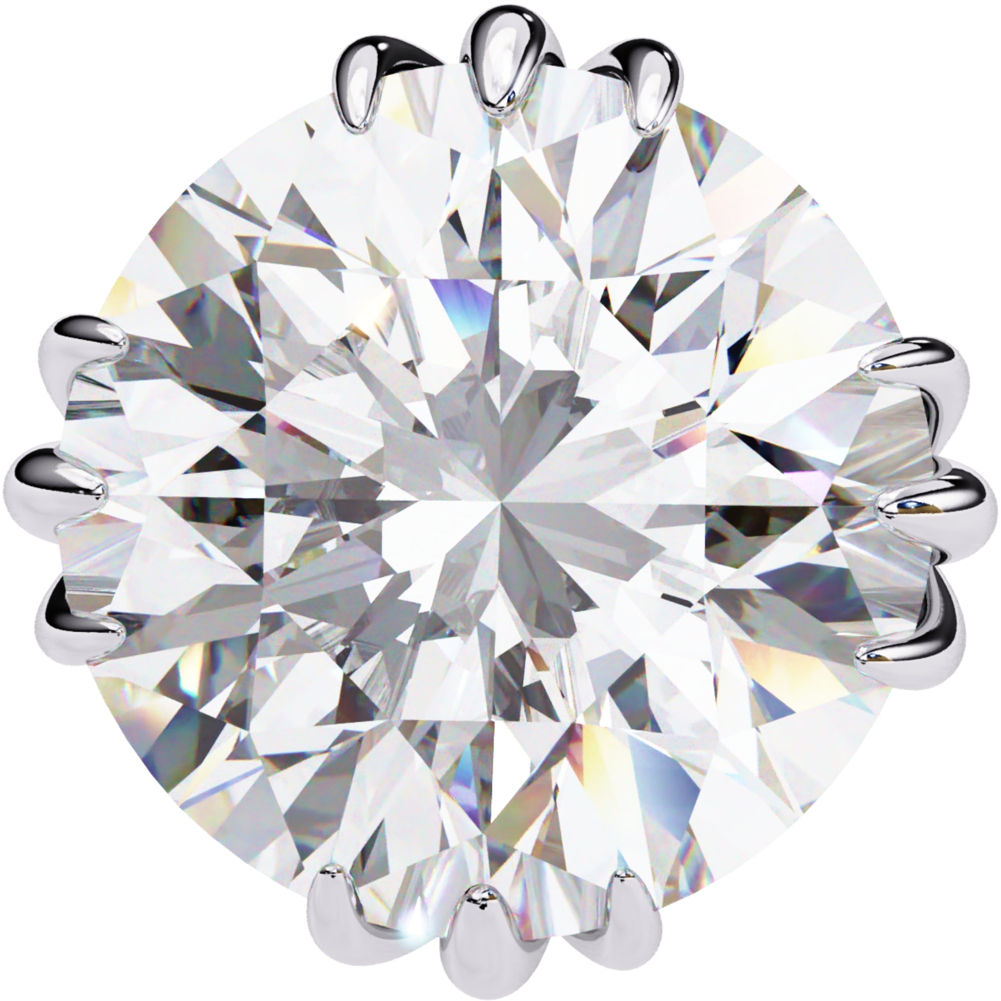 Cercei Stud Imperial din Aur 14k cu Moissanite Tăietură Briliant de 2.8 ct din 14K Aur Alb - Castelo.ro
